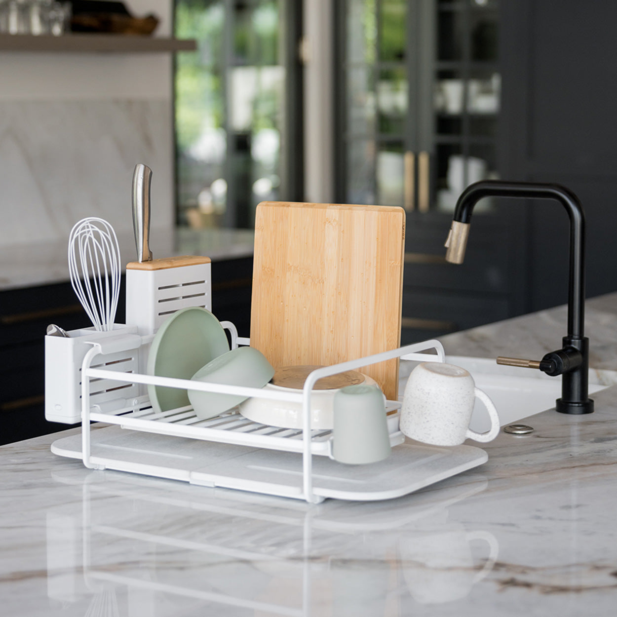 sandstone kitchen dish rack  with glass holder