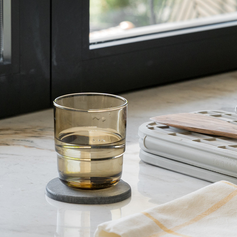 modern stone coaster with glass