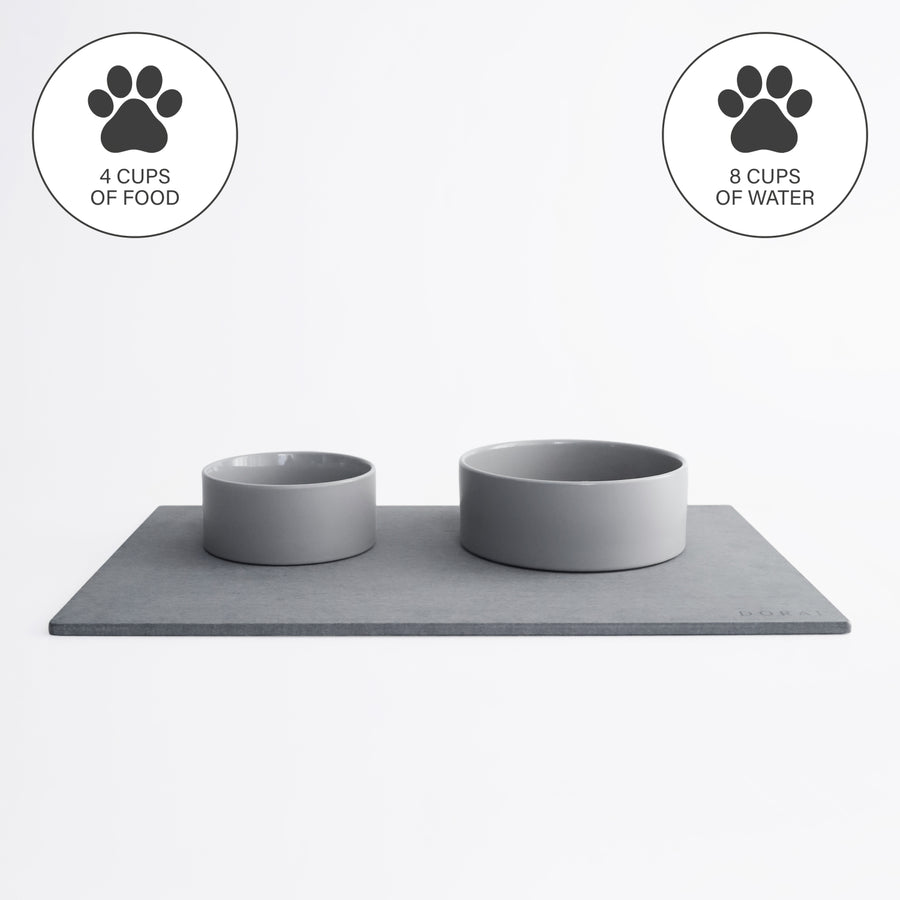 Dog Food and Water Bowls + Stone Base