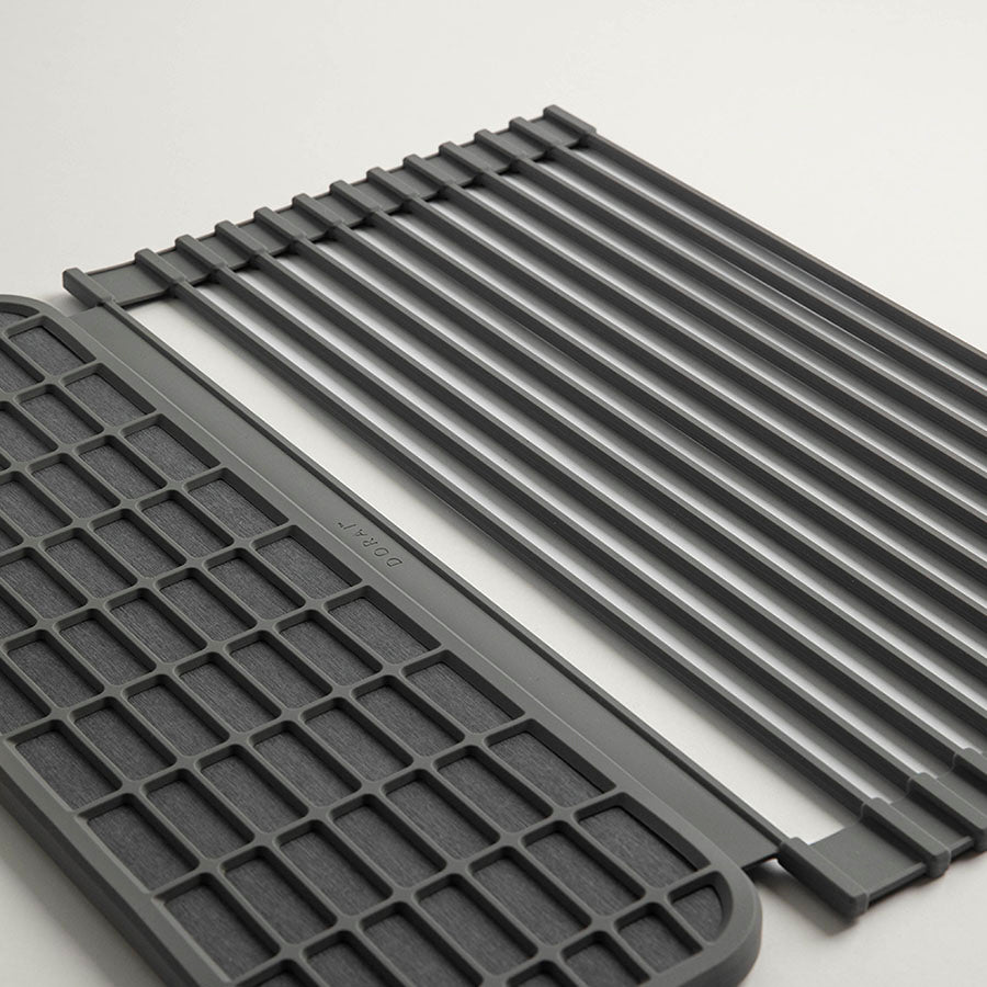 detail of quick-drying modern dish drying drainer