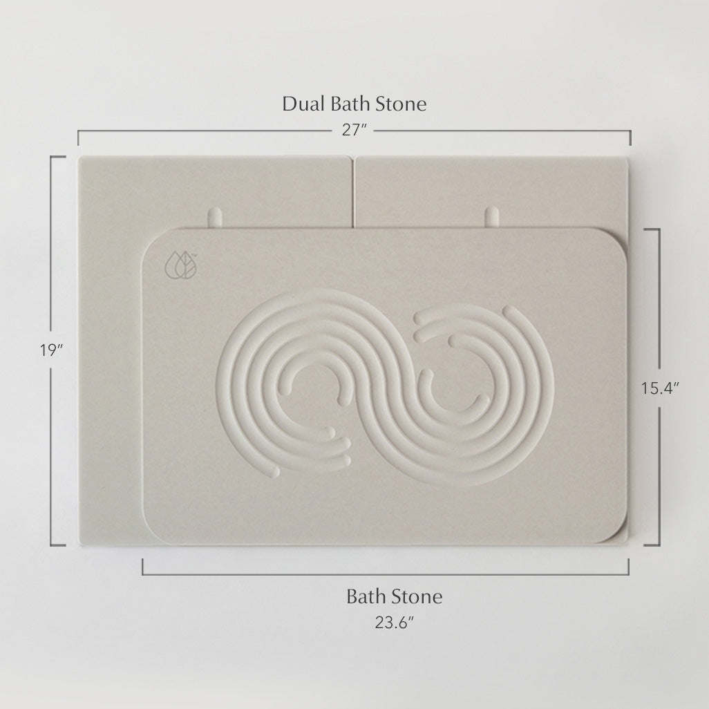 comparison between dual bath stone and zen bath stone with dimensions