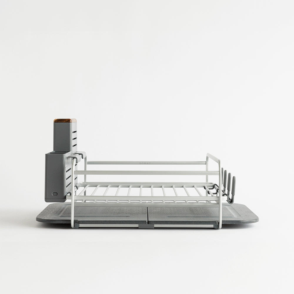 video of slate dish rack being loaded with dishes