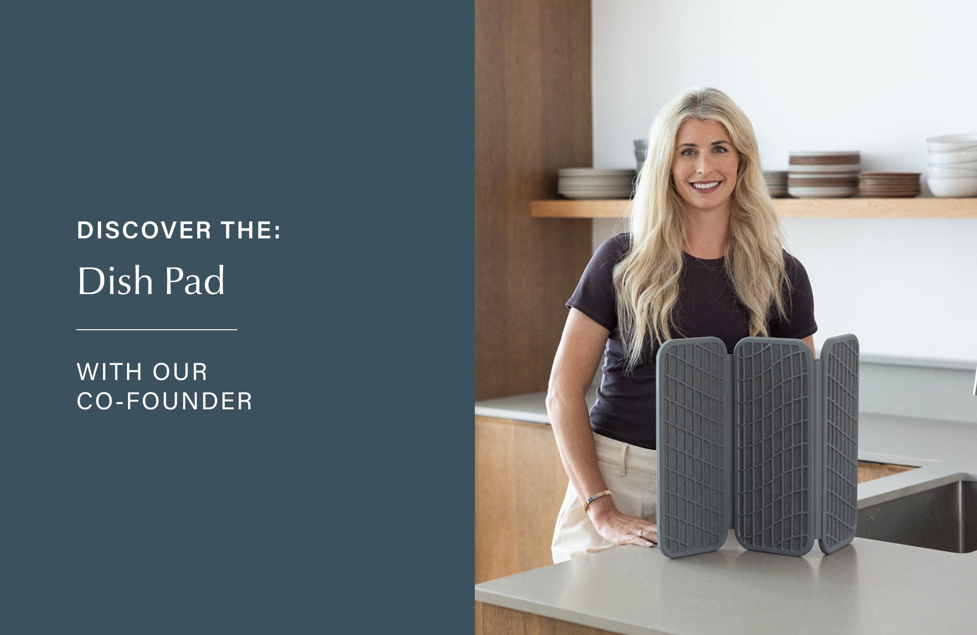founder explaining the functionality of dish drying pad