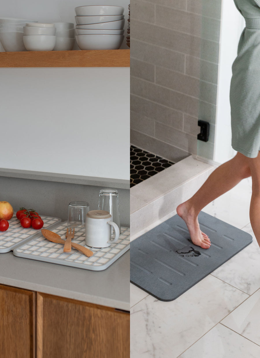 Friends and Family Sale with Modern Bath Stone and Quick-Dry Large Dish Pad.