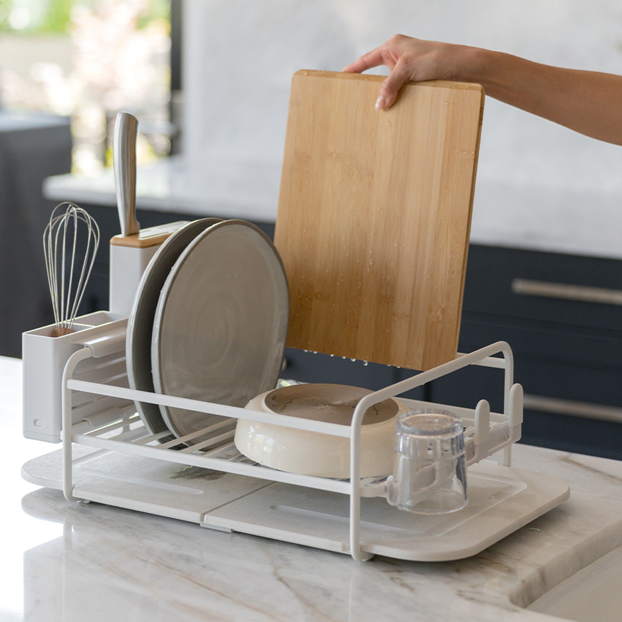 dish rack with cutting board