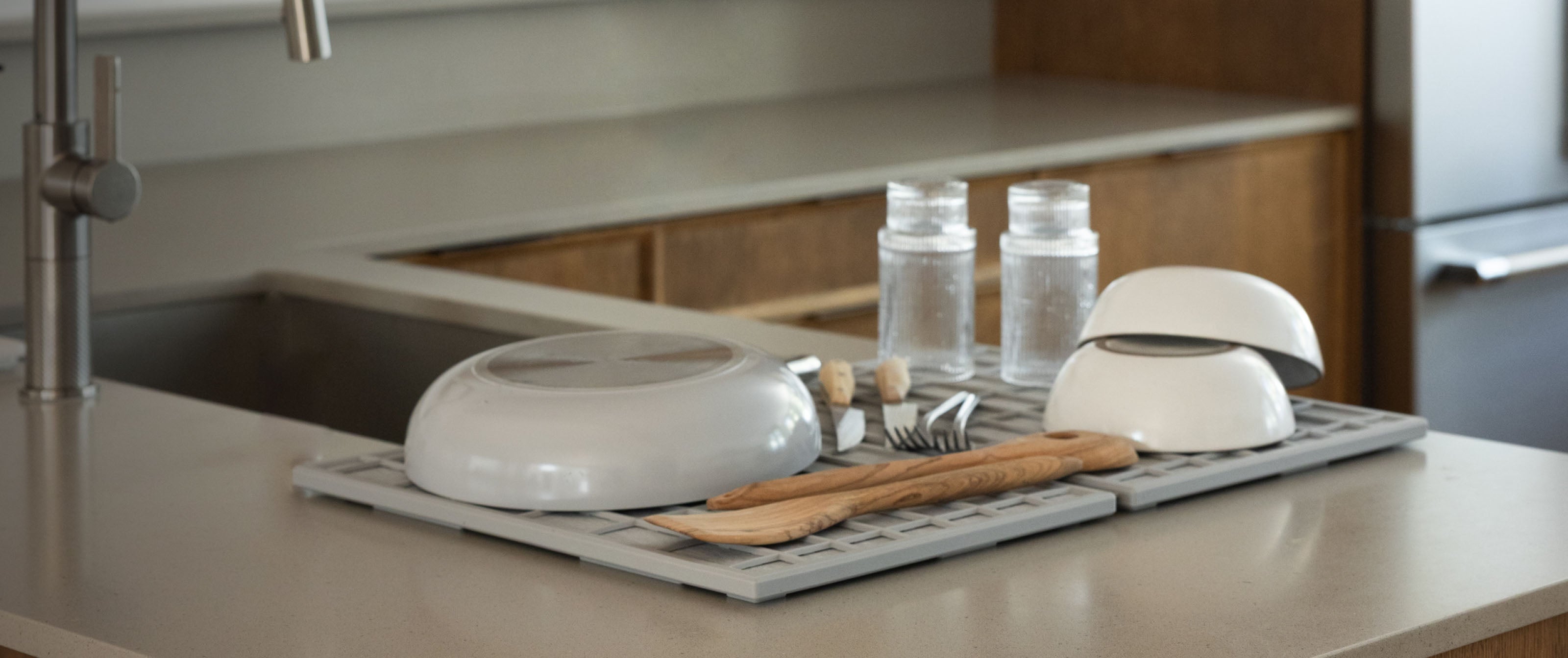 Back to School Sale with Dorai Large Dish Pad in kitchen.