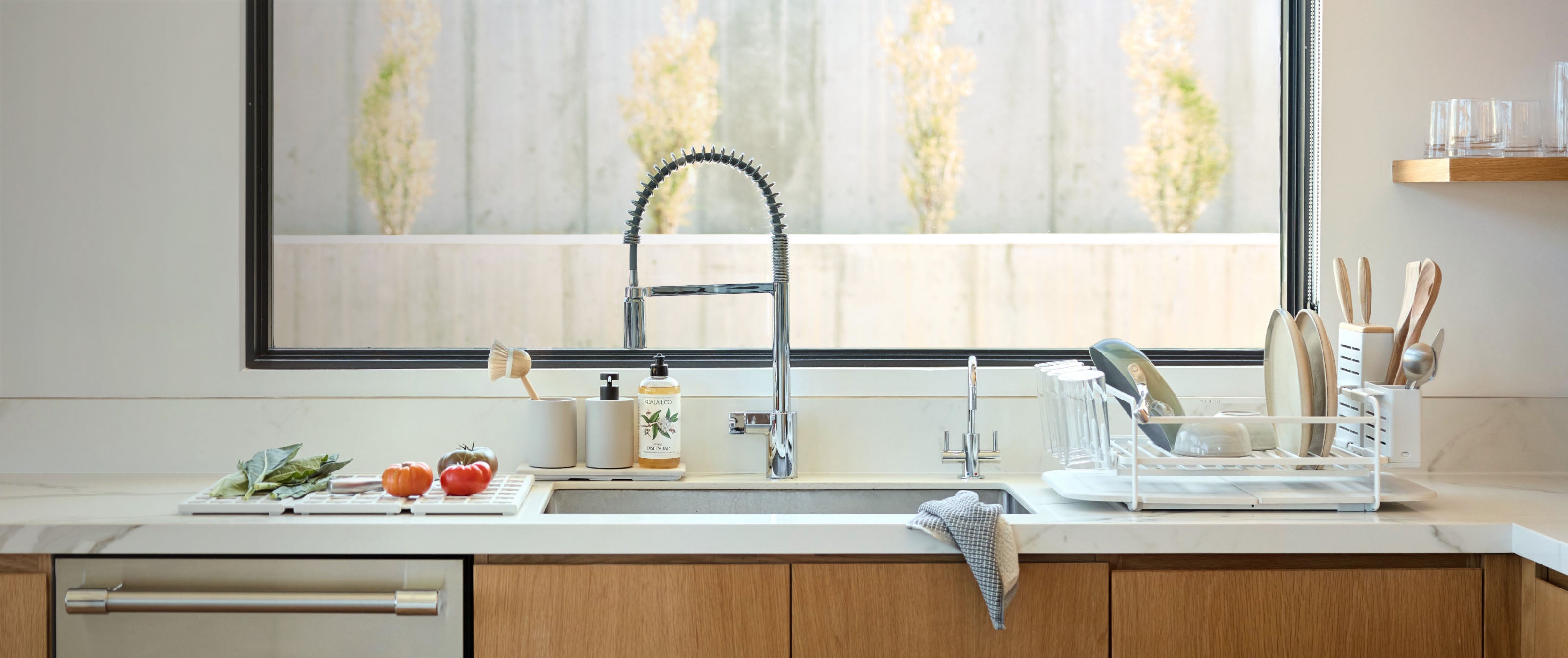 Beautiful Kitchen with Dish Rack and Dish Pad