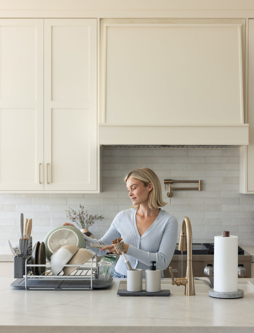 Modern Kitchen with new Basalt Paper Towel Holder. 