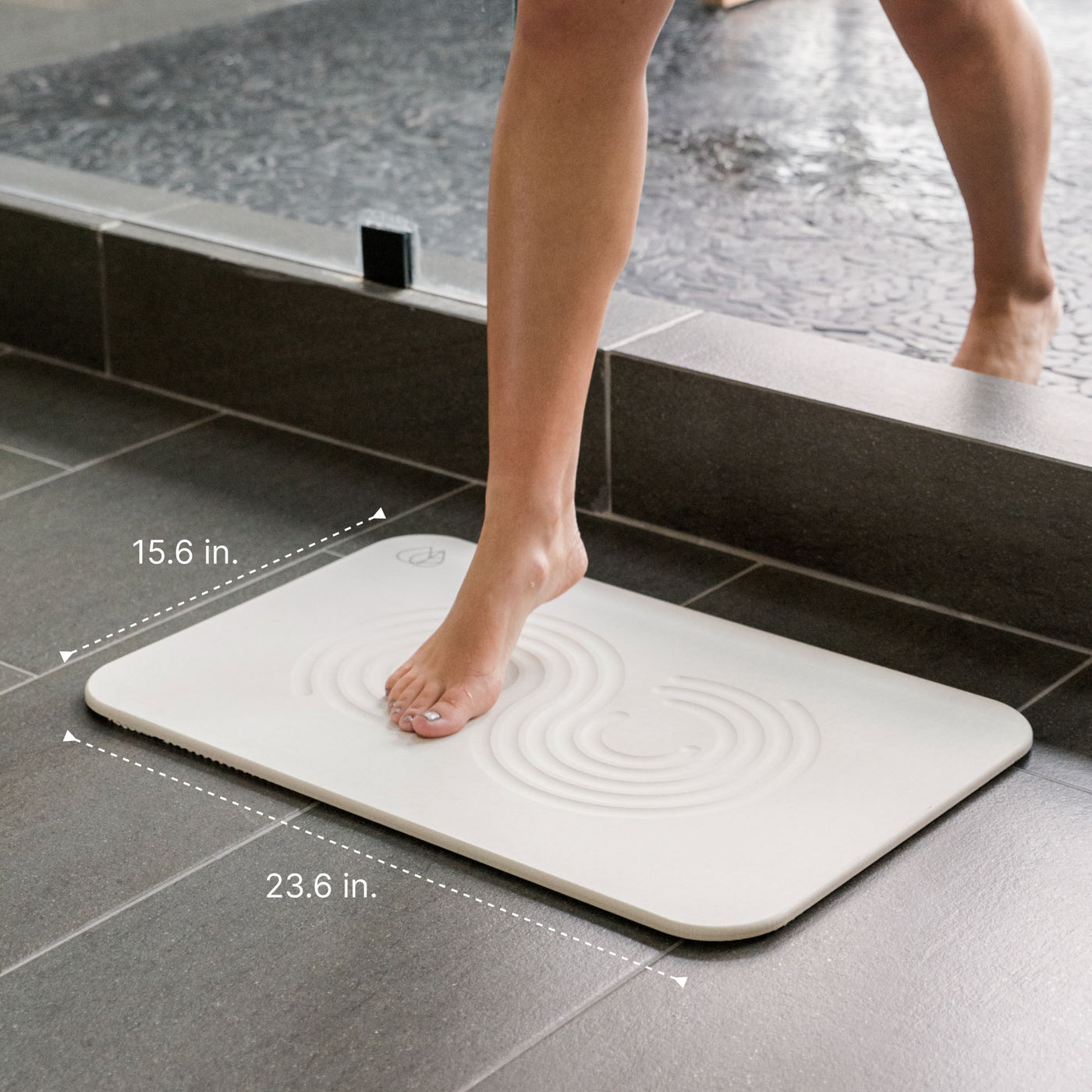 Original bath stone mat in Sandstone, quick-drying water from feet, in front of shower