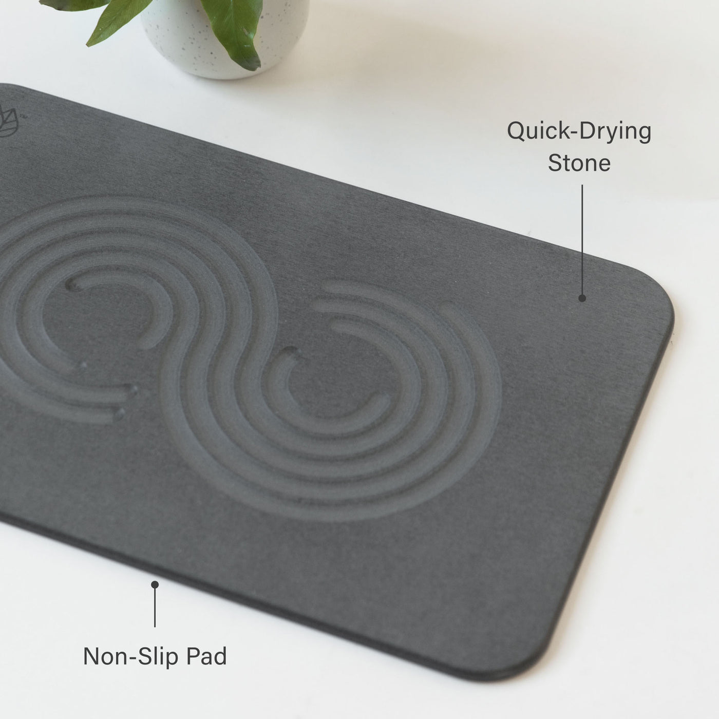Original bath stone in Slate. Quick-drying stone, non-slip pad