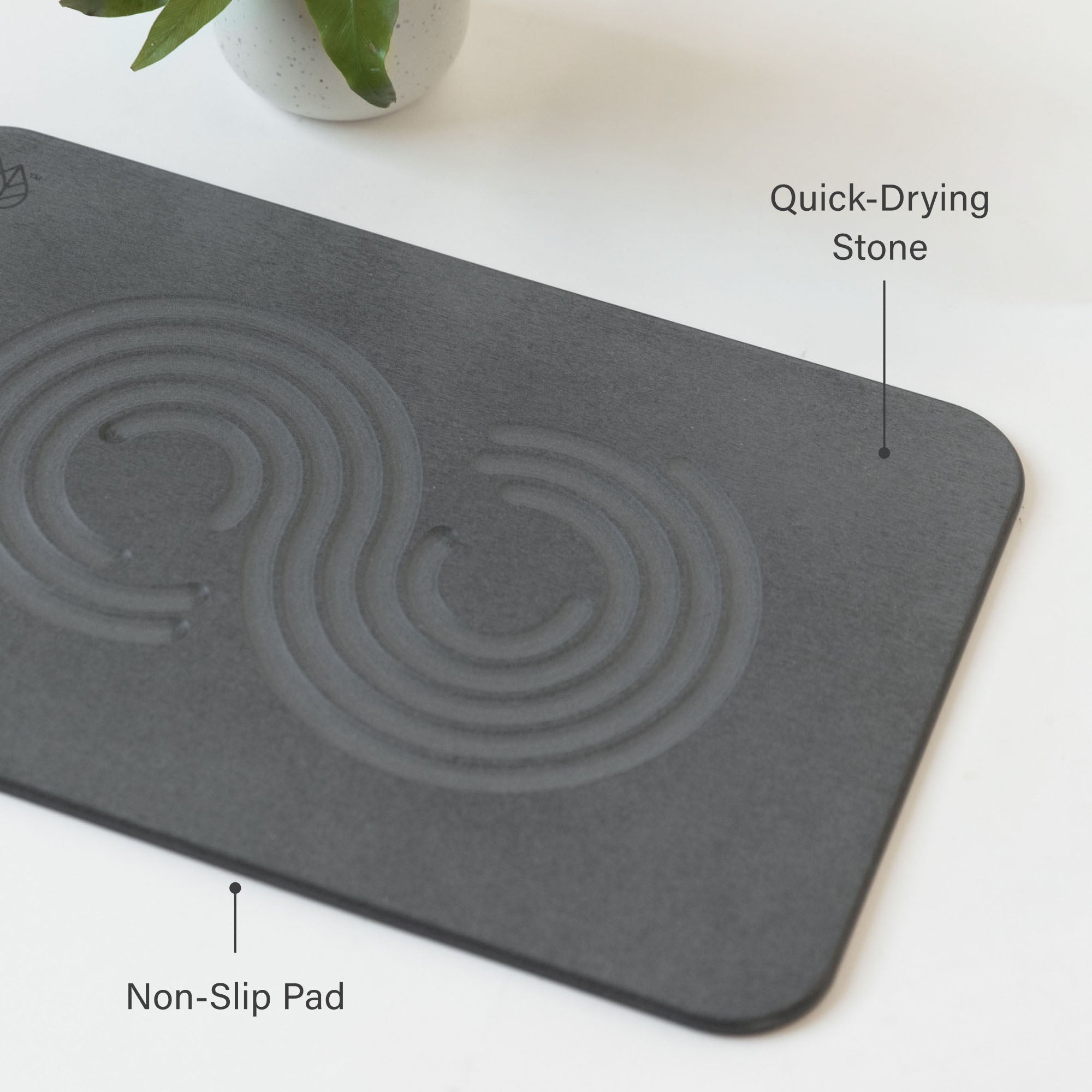 Original bath stone in Slate. Quick-drying stone, non-slip pad