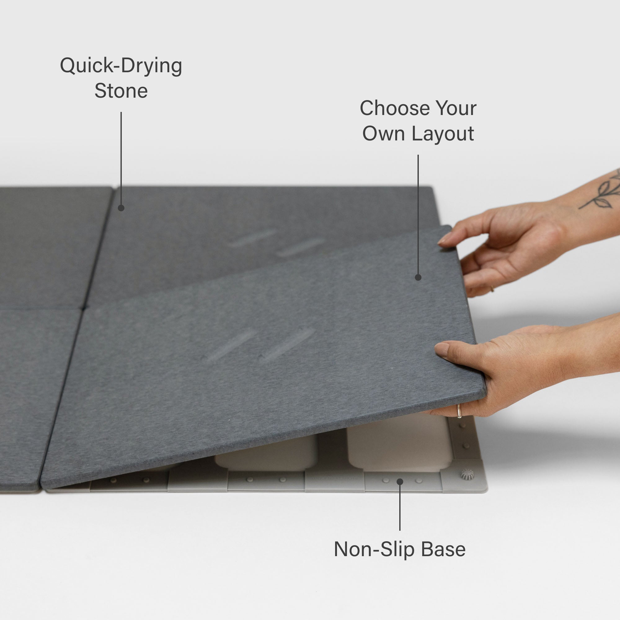 Large Alta bath stone in Slate: Quick-drying stone, Choose your own layout, Non-slip base. 