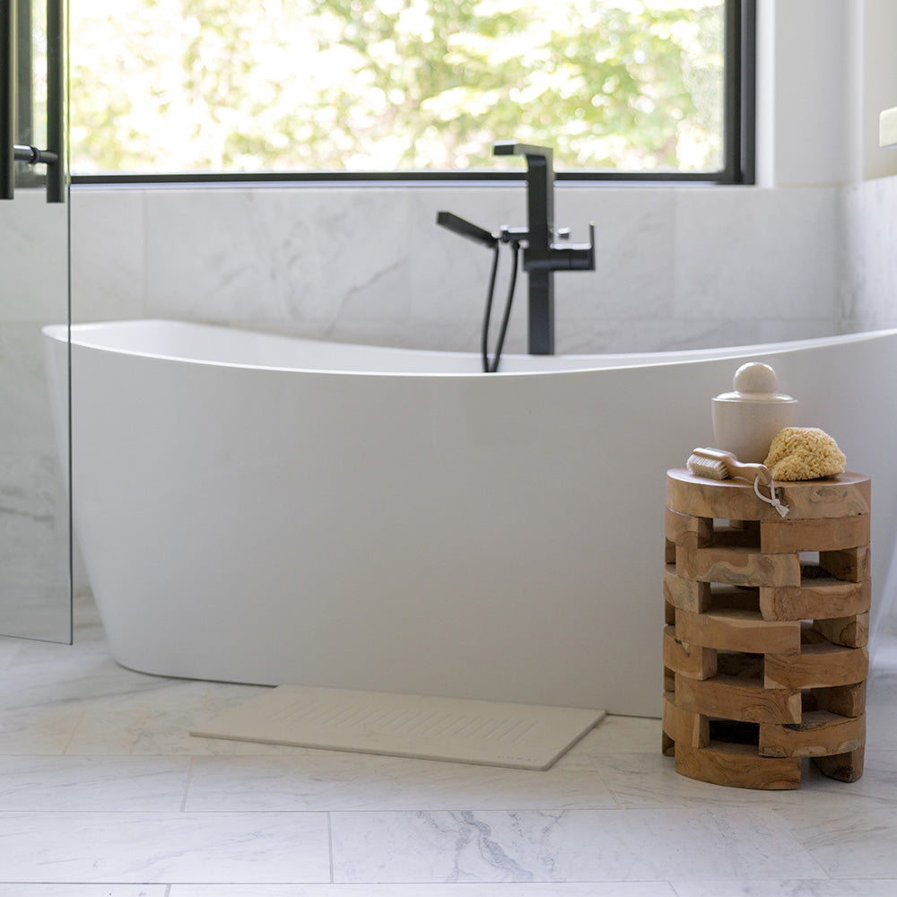 Bath Stone™ Mat - Aspen & Brush Holder