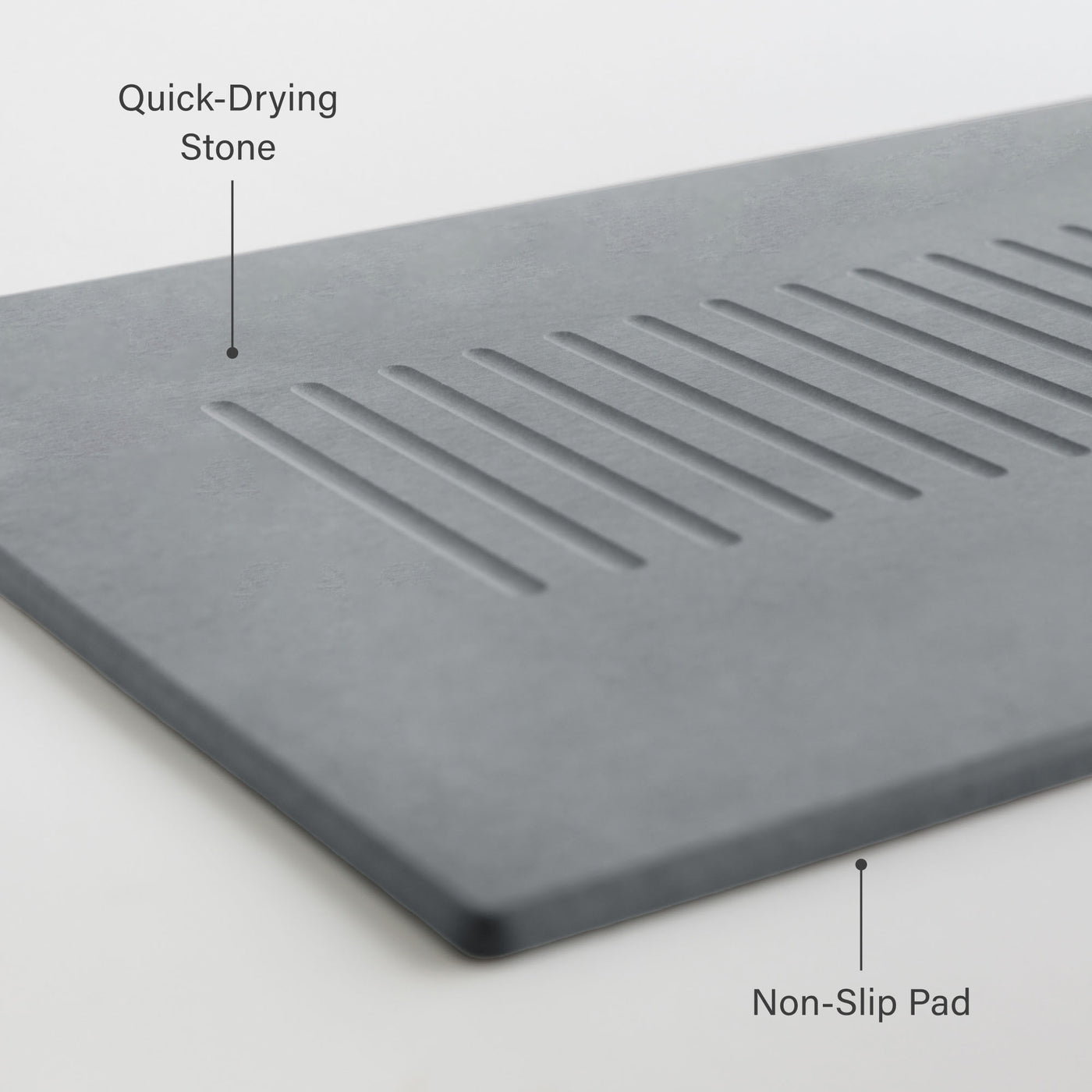 Original bath stone in Ash. Quick-drying stone, non-slip pad