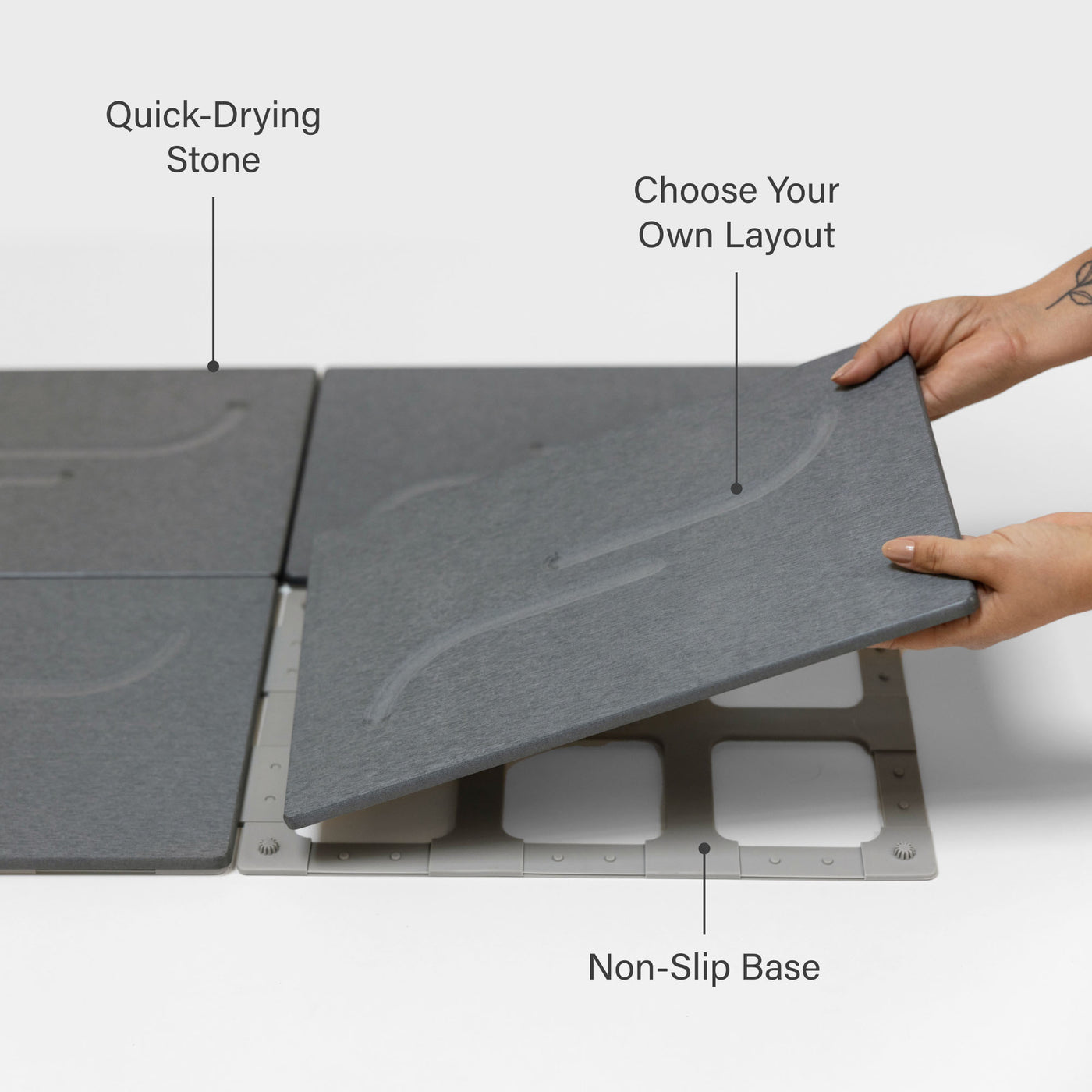 Large arch bath stone in slate: Quick-drying stone, Choose your own layout, Non-slip base. 