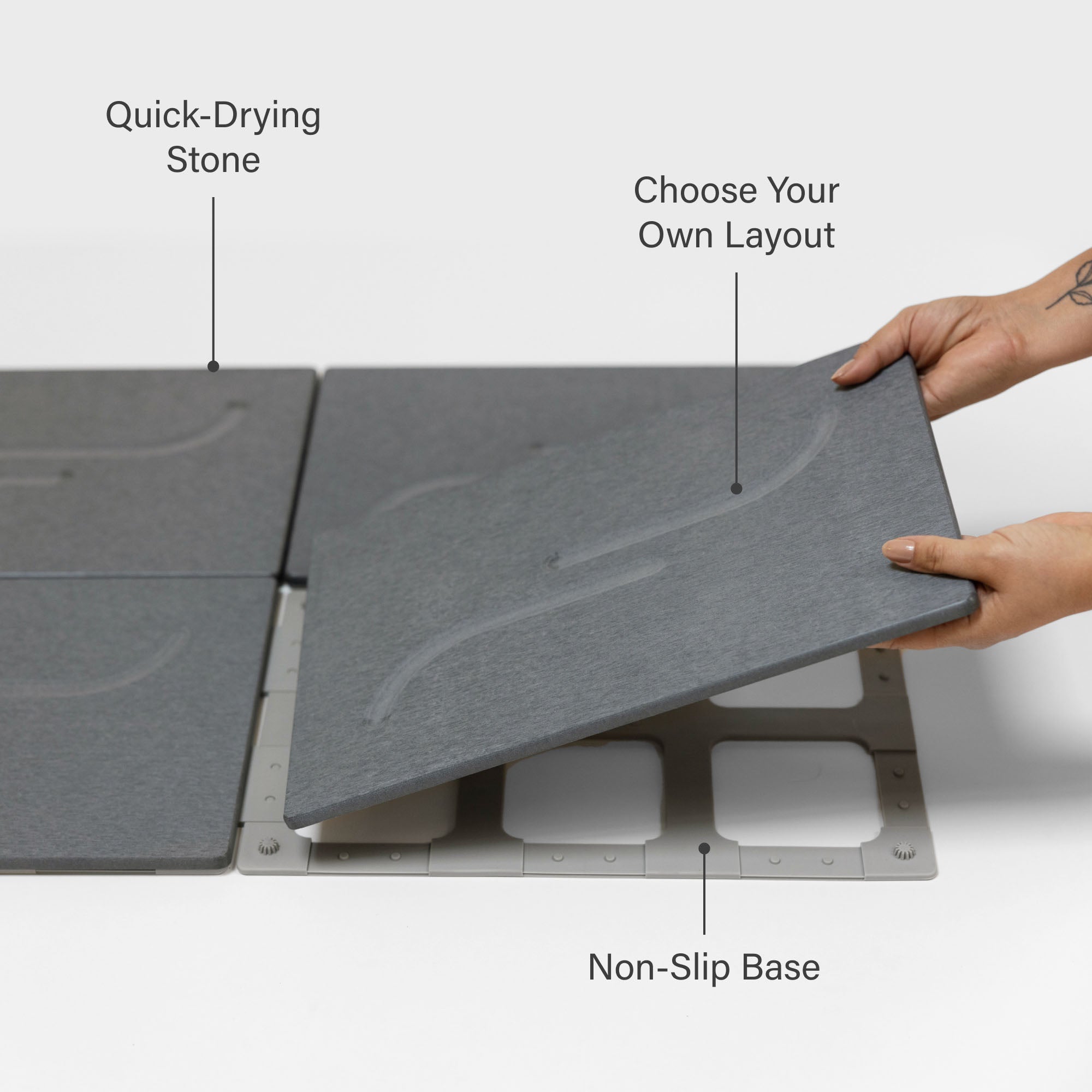 Large arch bath stone in slate: Quick-drying stone, Choose your own layout, Non-slip base. 