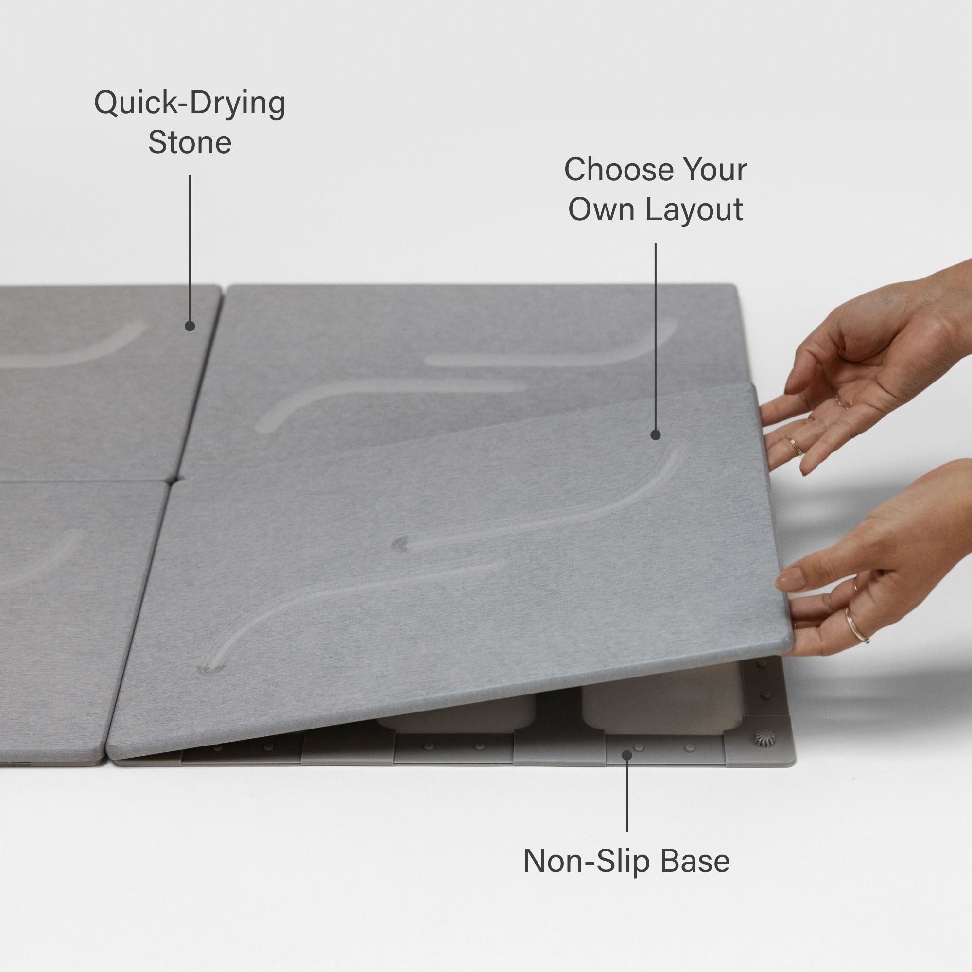 Large arch bath stone in Ash: Quick-drying stone, Choose your own layout, Non-slip base. 