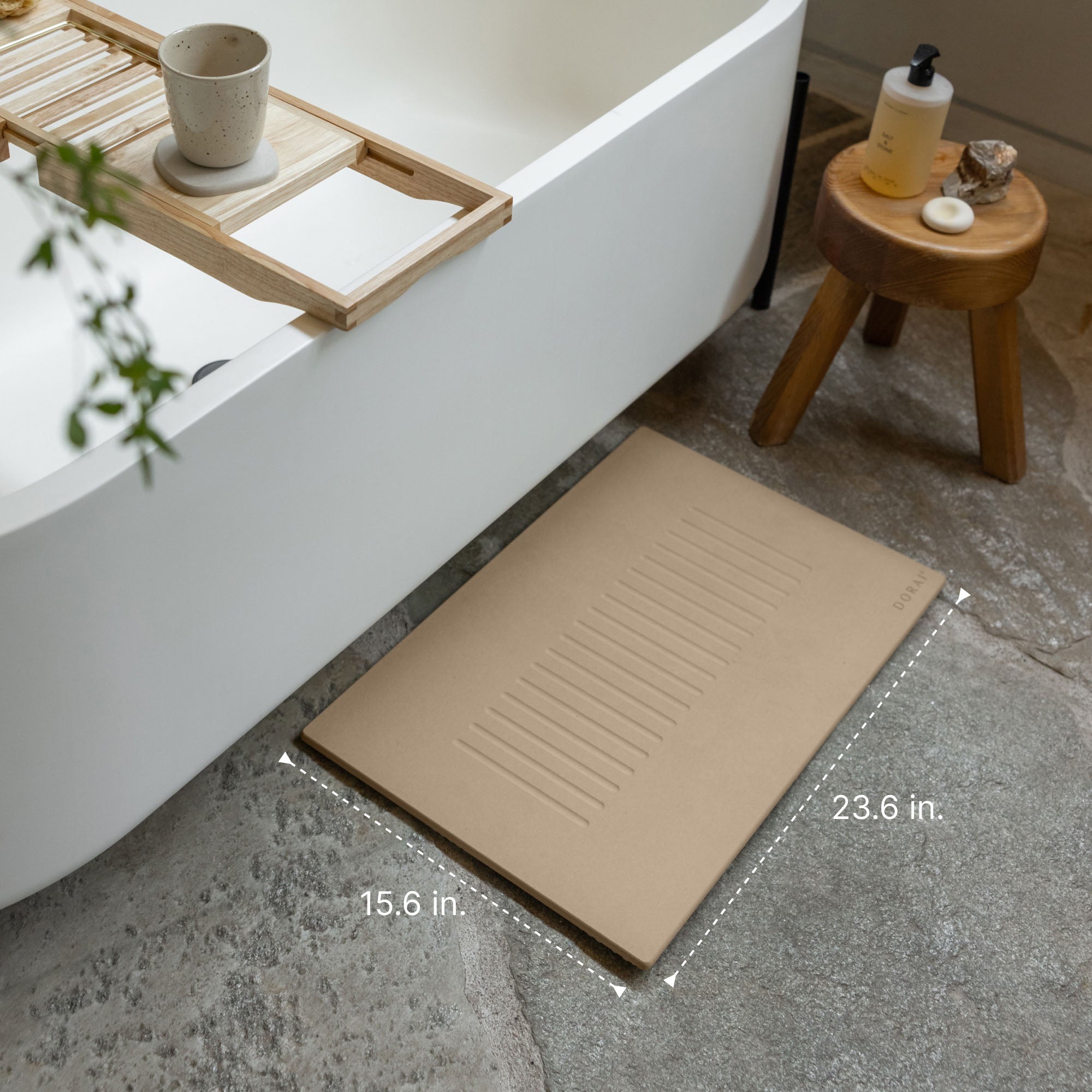 Aspen Clay Bath Stone Mat: 15.6" x 23.6"