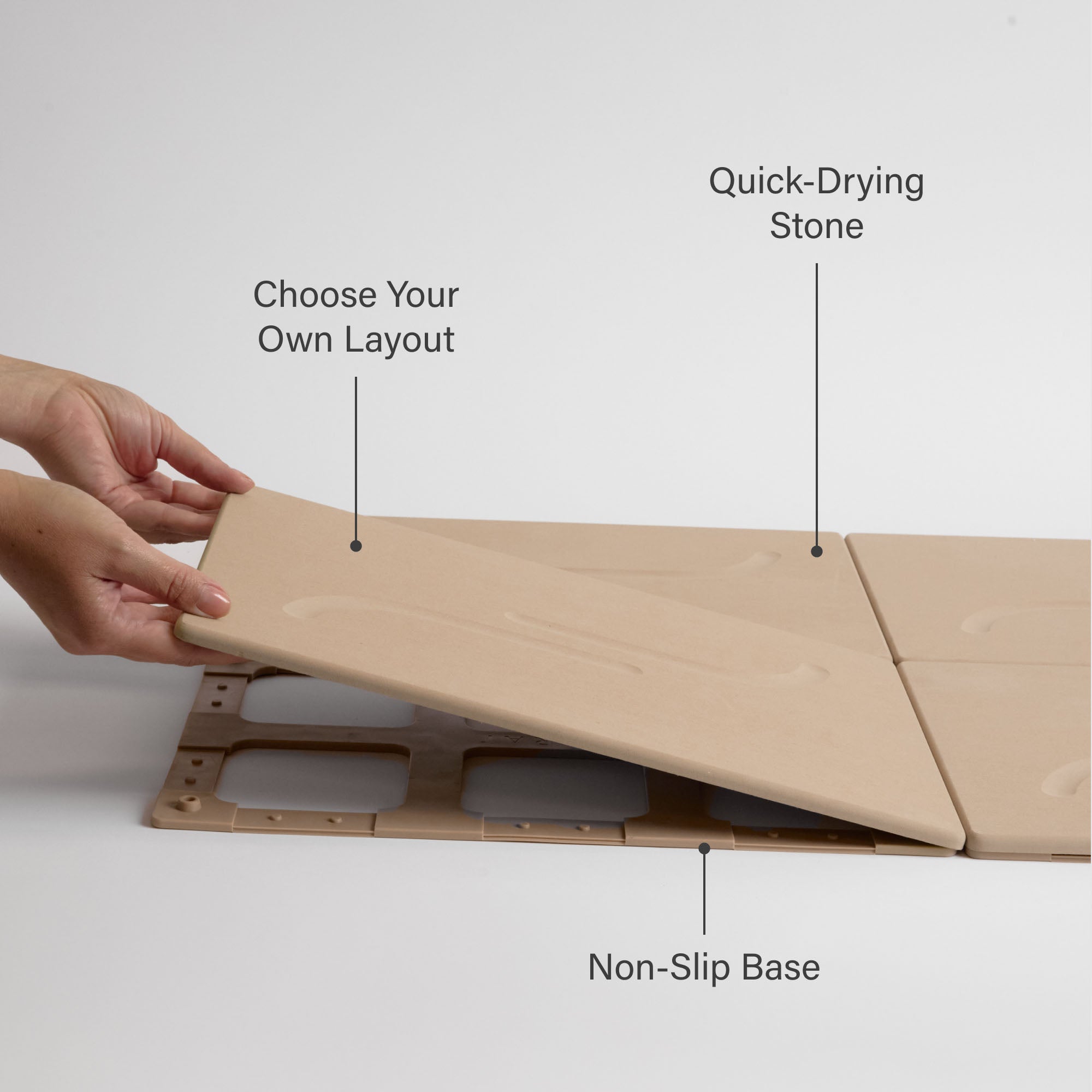 Clay Large Alta Bath Stone: Choose Your Own Layout, Quick-Drying Stone, Non-Slip Base