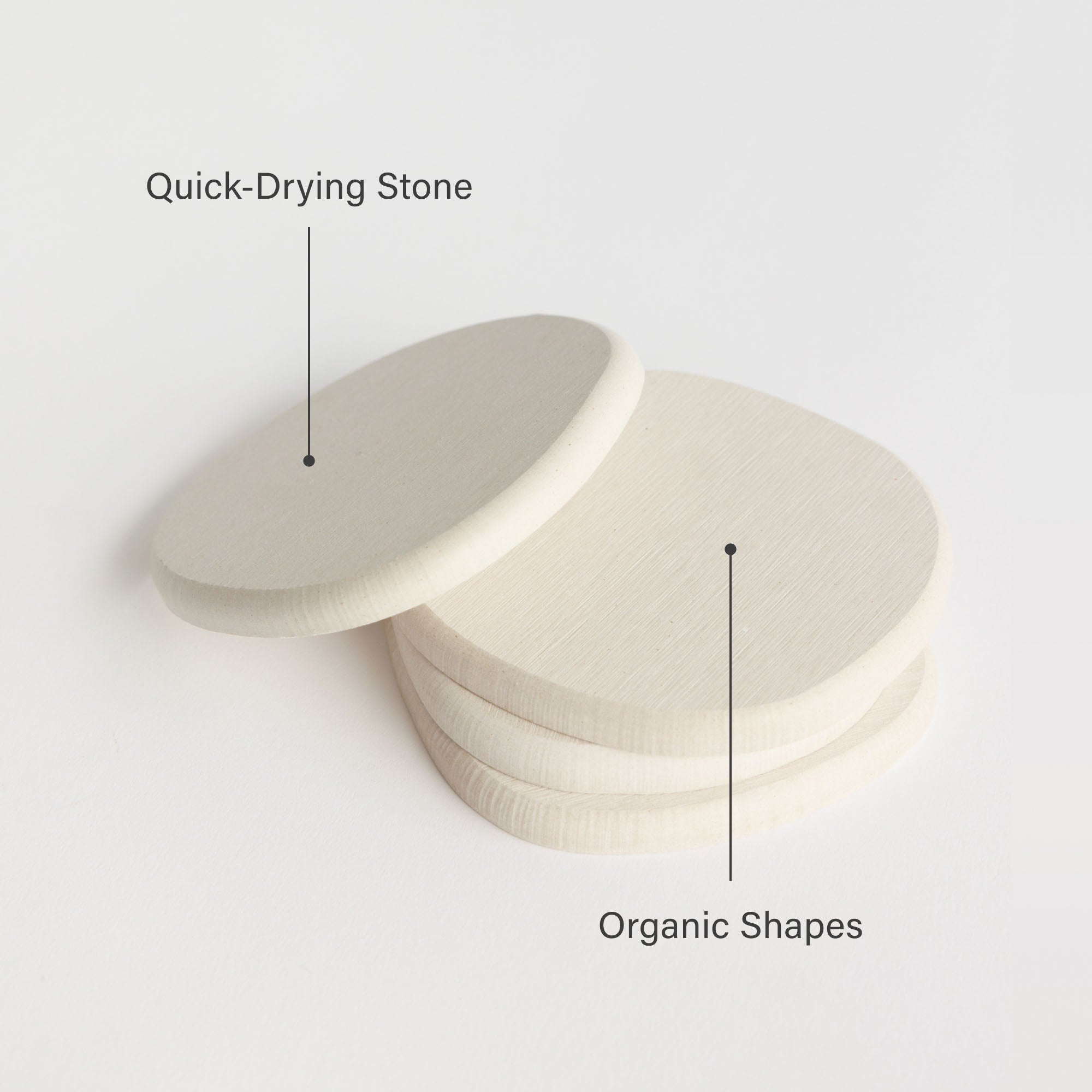 Sandstone Stone Coaster: Organic Shapes, Quick-drying stone, Felt Feet
