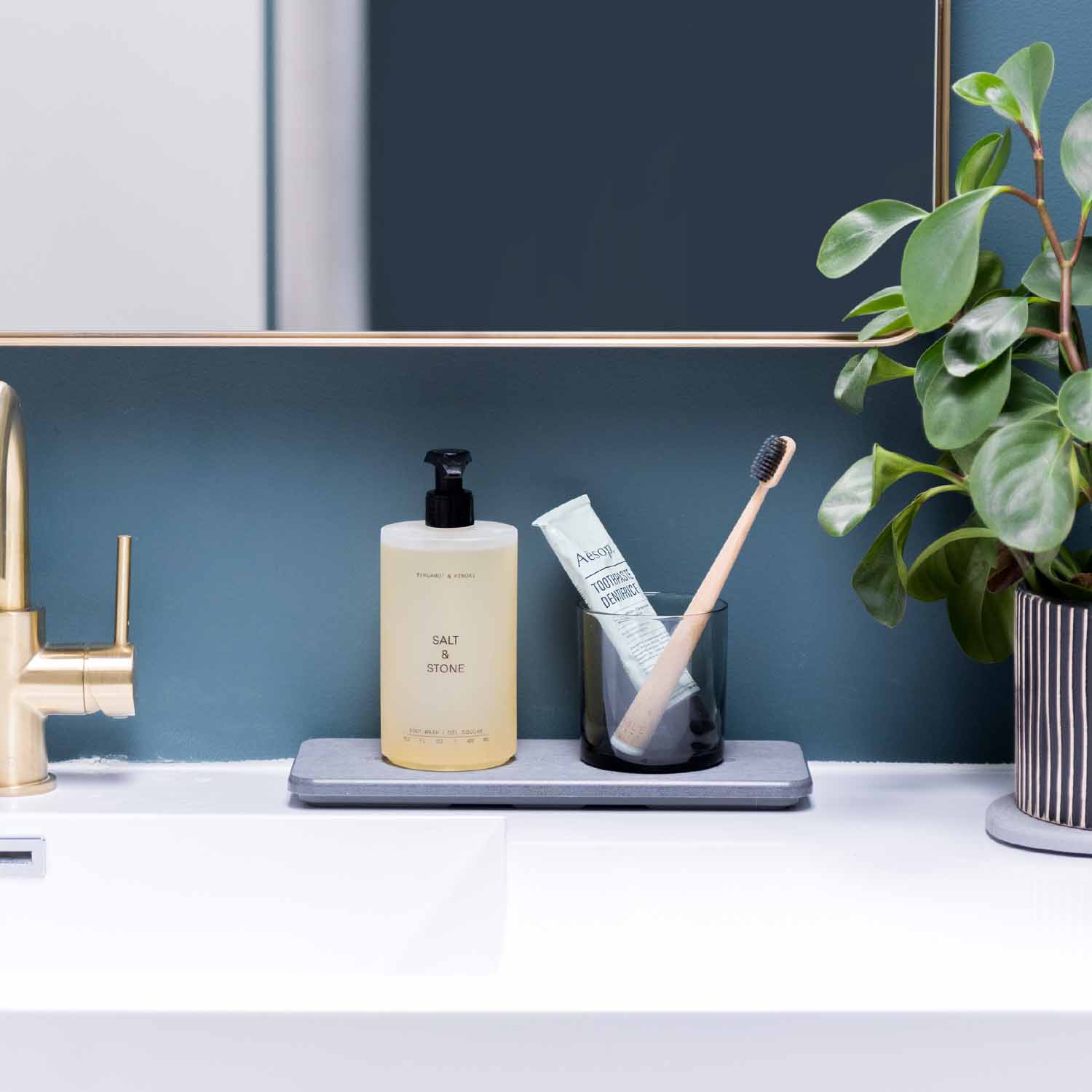 Dorai Home Bath Stone Mat and Sink Caddy - Thumbnail 3
