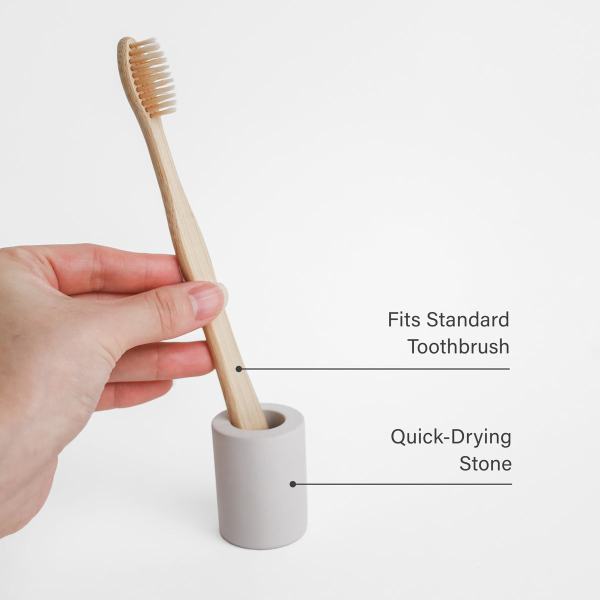 Light Gray Small Toothbrush Holder: Fits Standard Toothbrush, Quick-Drying Stone