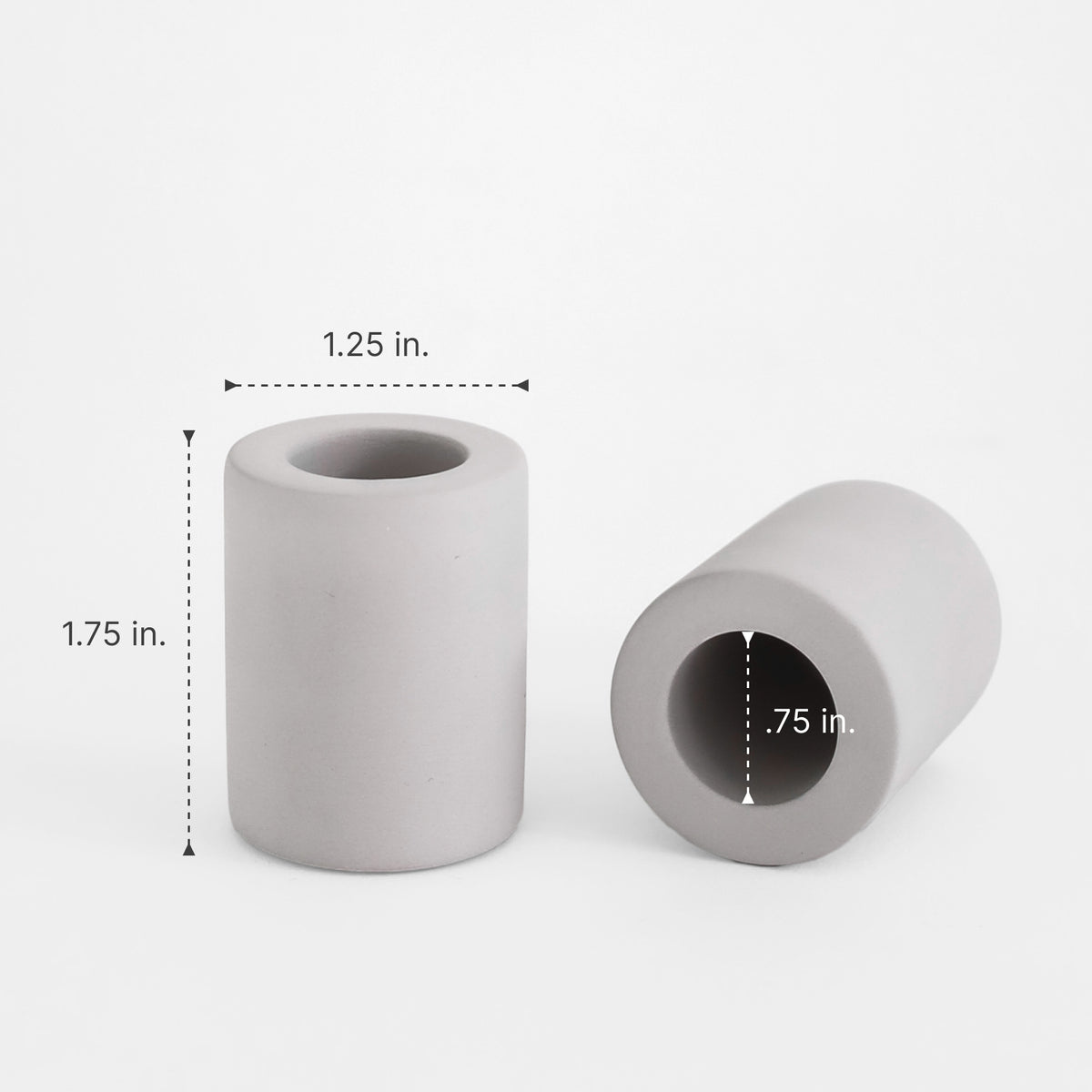 Light Gray Small Toothbrush Holder: 1.25" x 1.75" (Opening is .75")