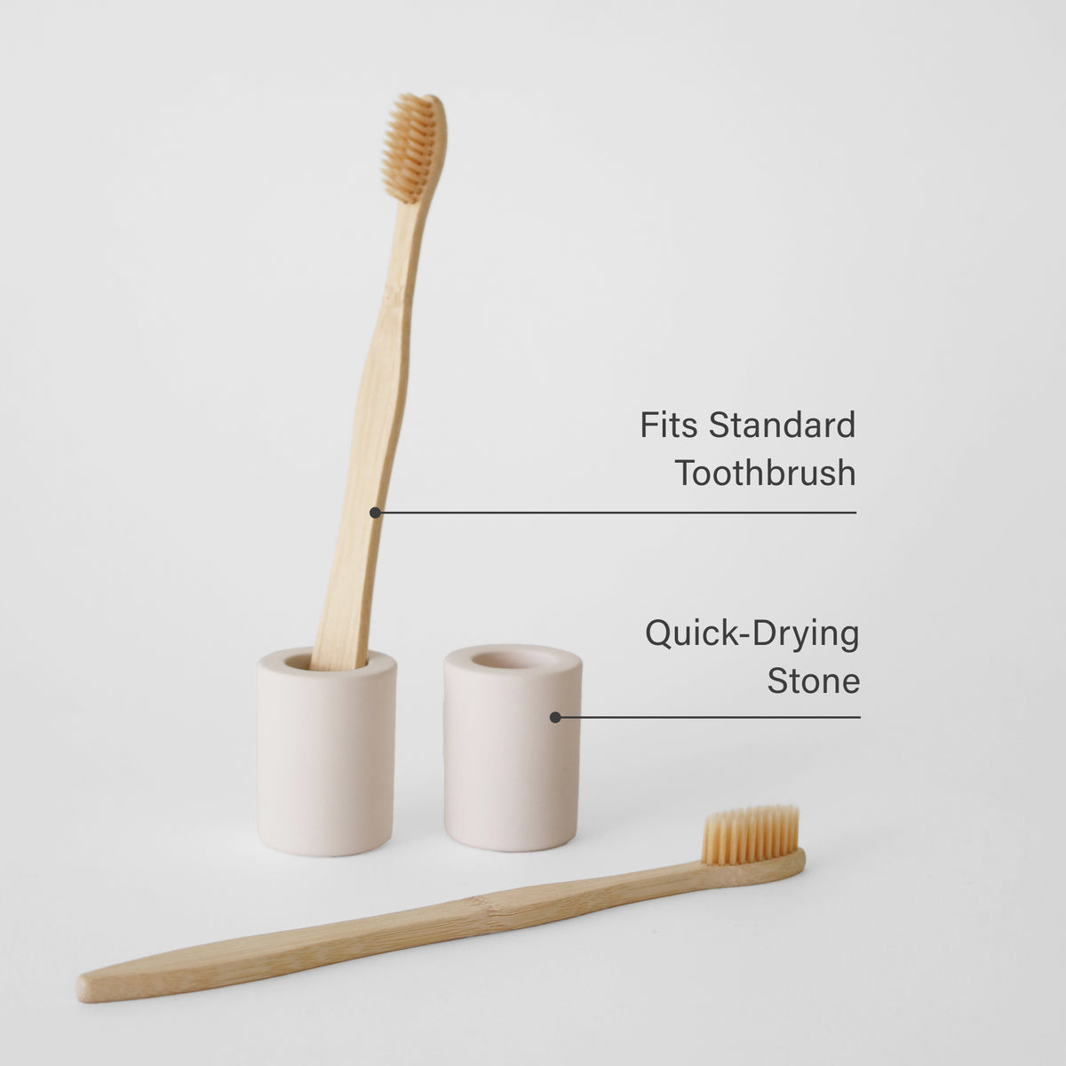 Soft Beige Small Toothbrush Holder: Fits Standard Toothbrush, Quick-Drying Stone