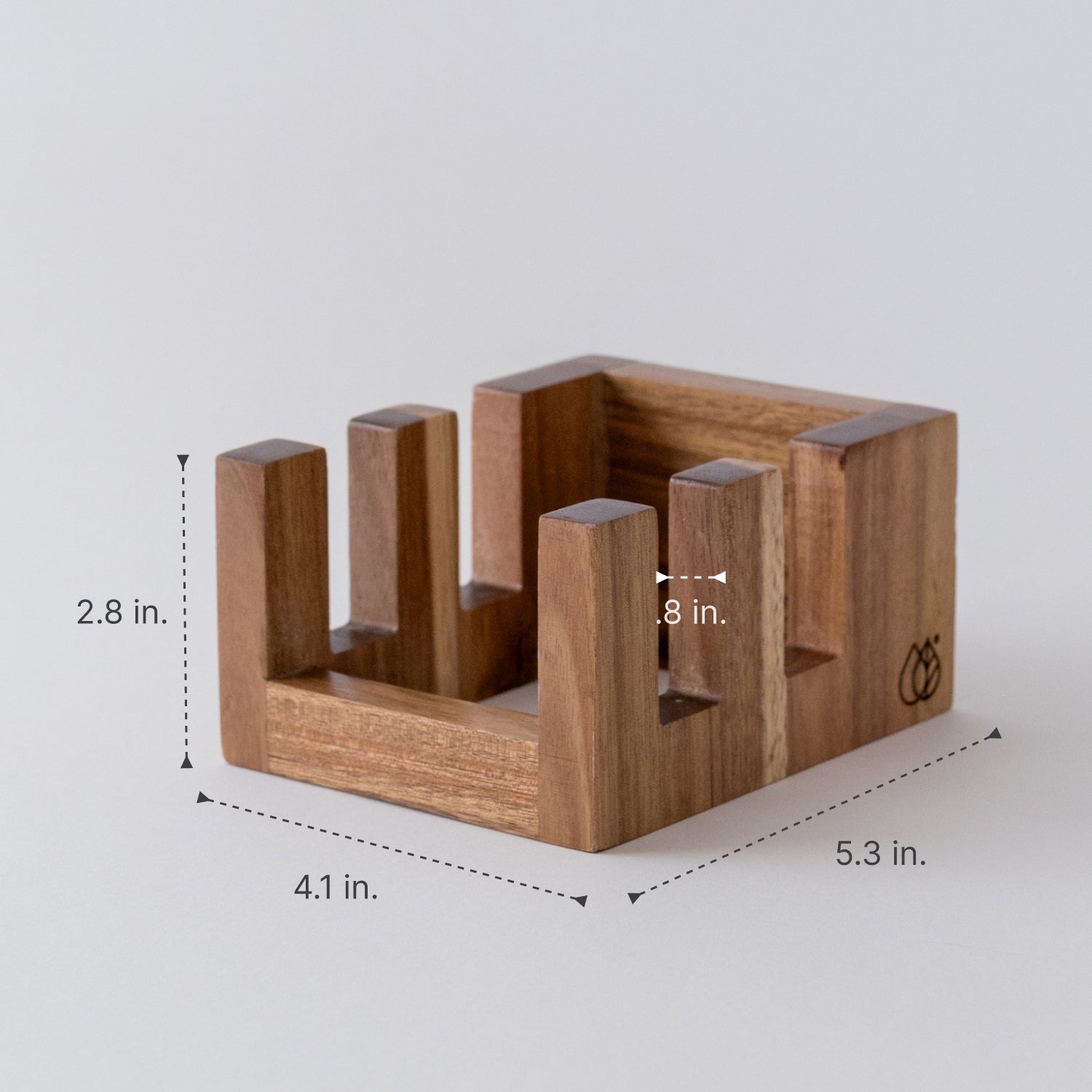Acacia Cutting Board Holder: 2.8in x 4.1in x 5.3in