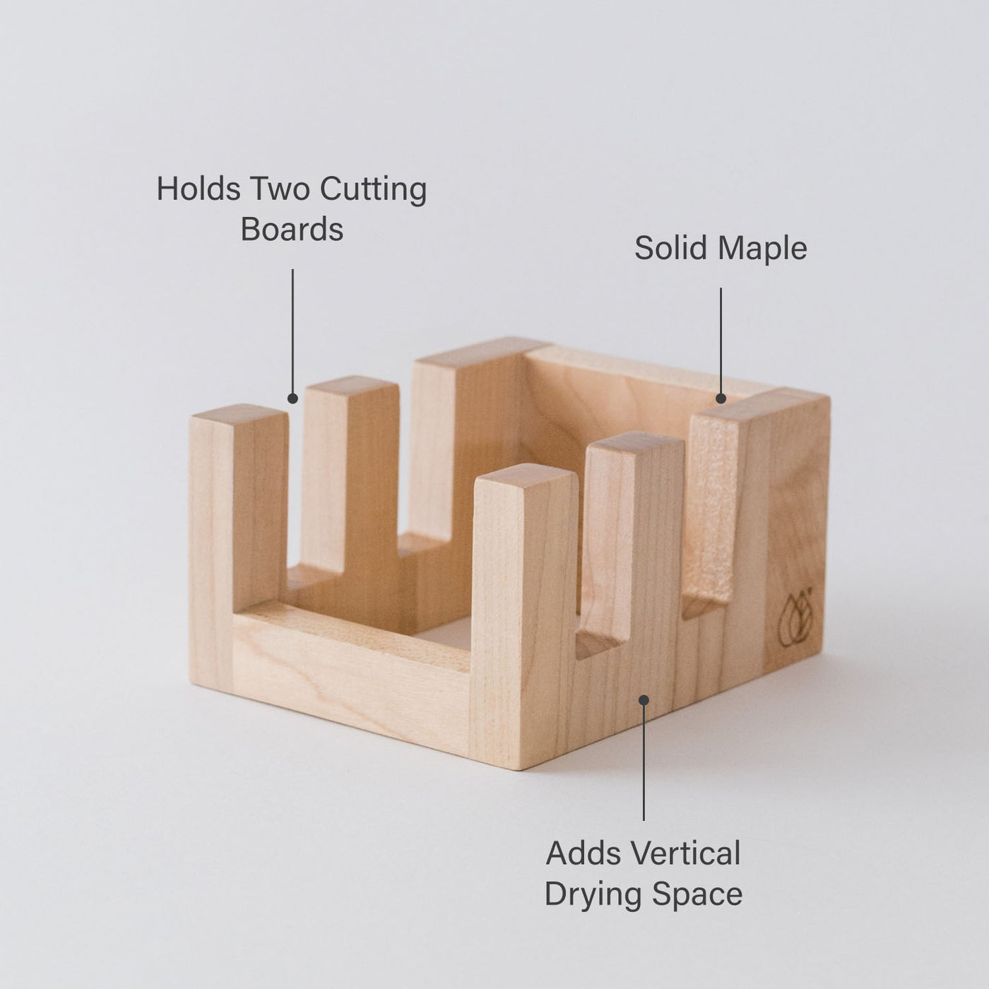 Maple Cutting Board Holder: Holds 2 Cutting Boards, Solid Acacia, Adds Vertical Drying Space. 