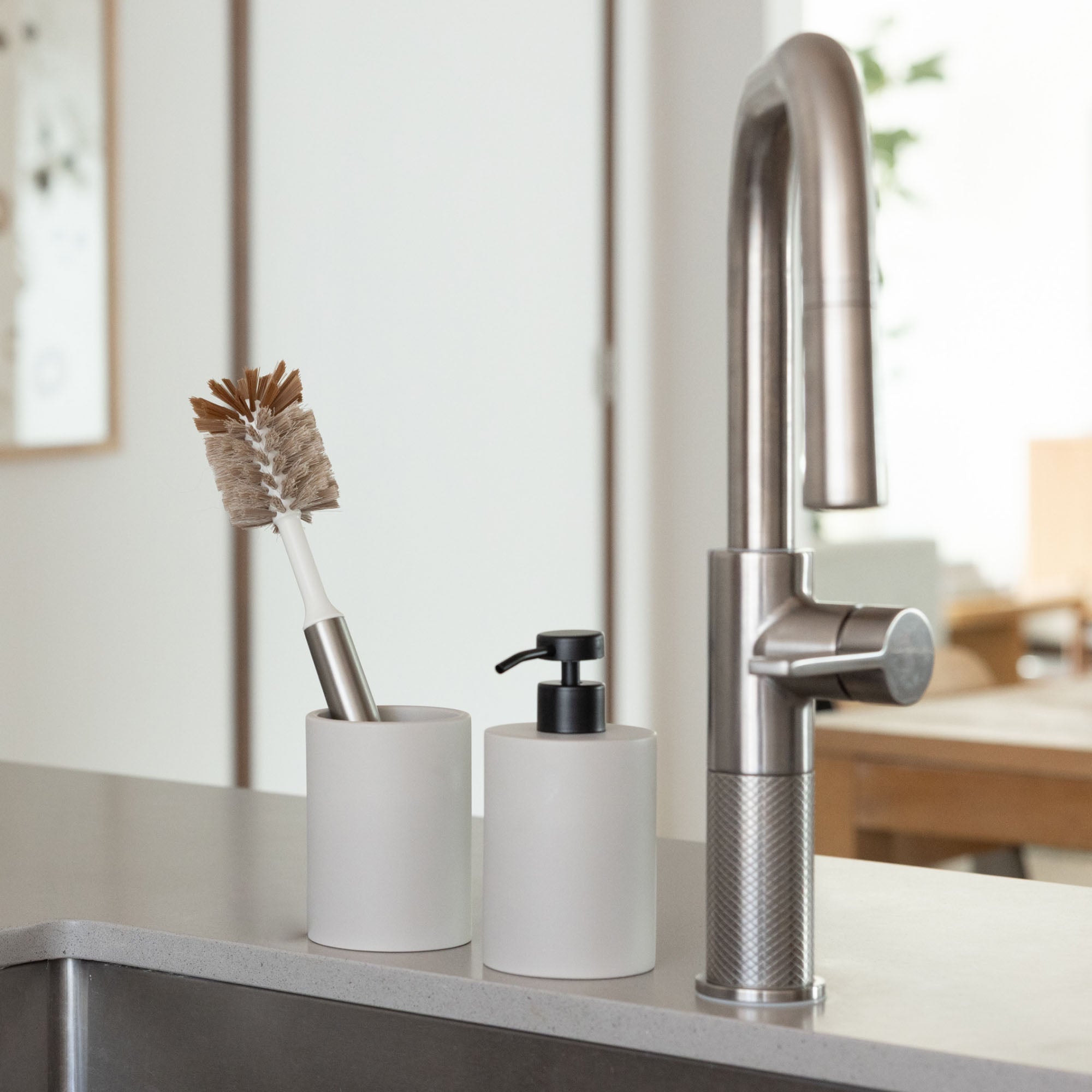 Concrete Soap Dispenser & Brush Holder Set