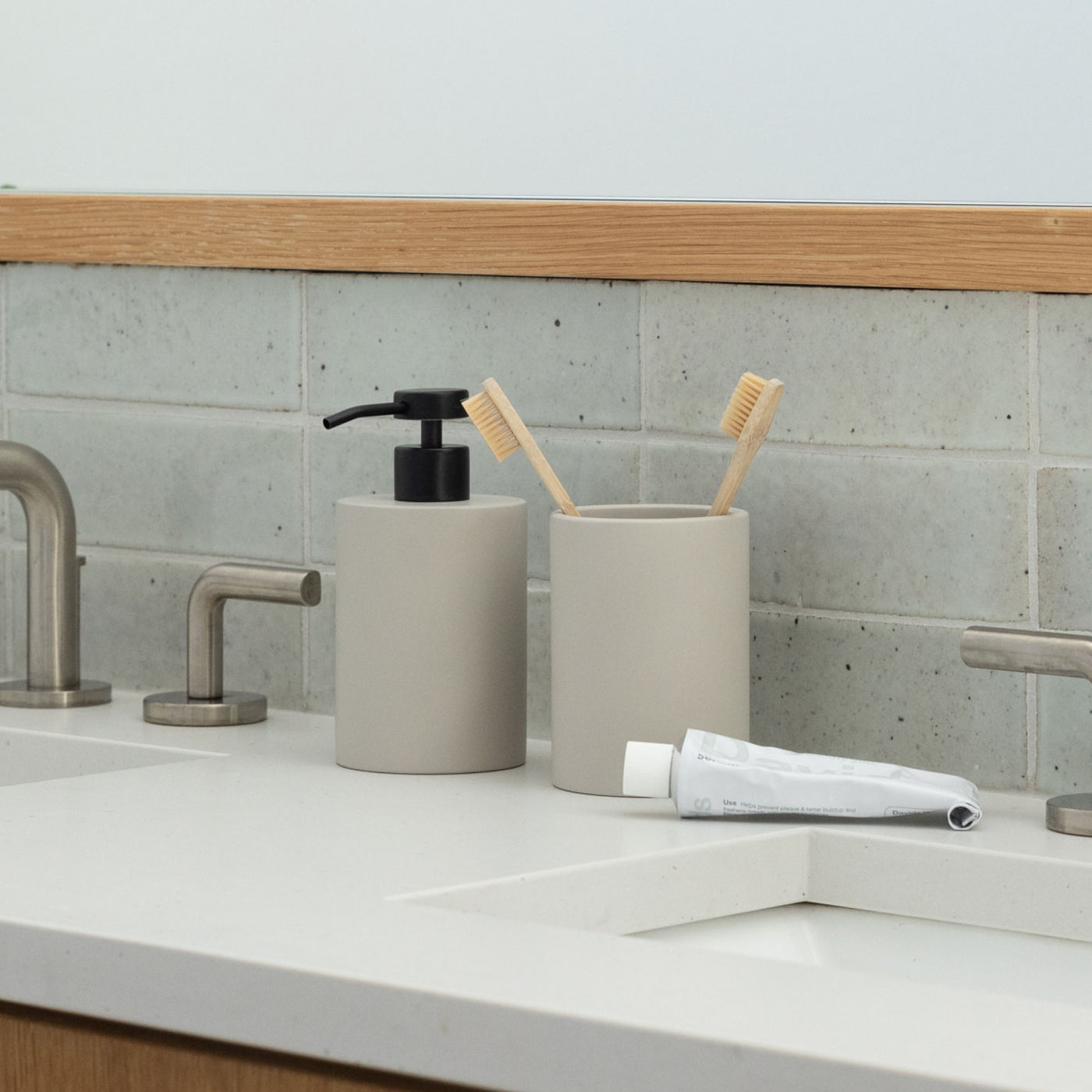 Concrete Soap Dispenser & Brush Holder Set