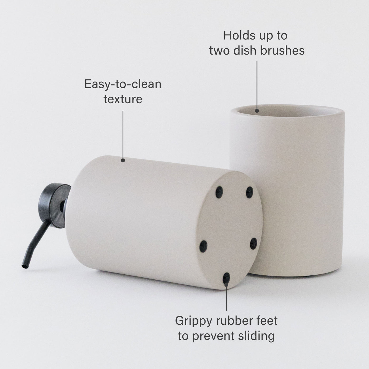 Concrete Soap Dispenser & Brush Holder Set