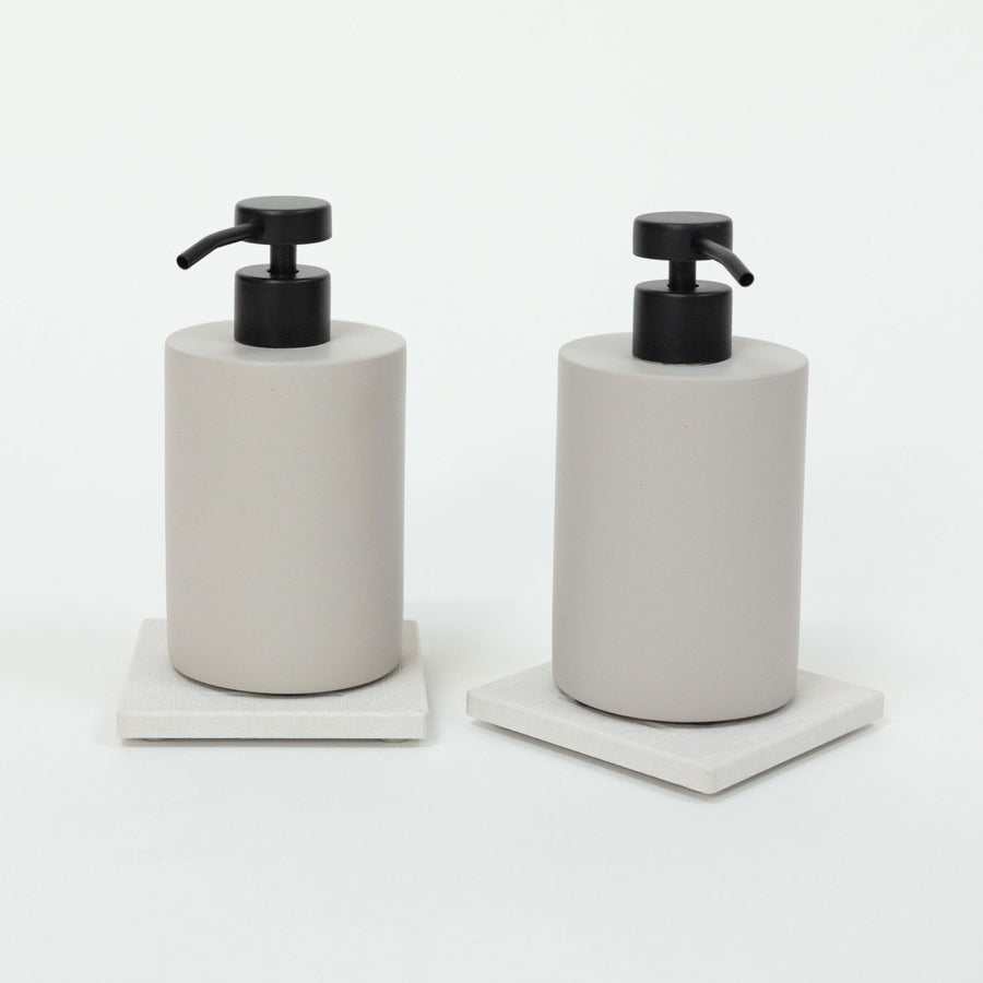 2 concrete soap dispenser with single soap trays 
