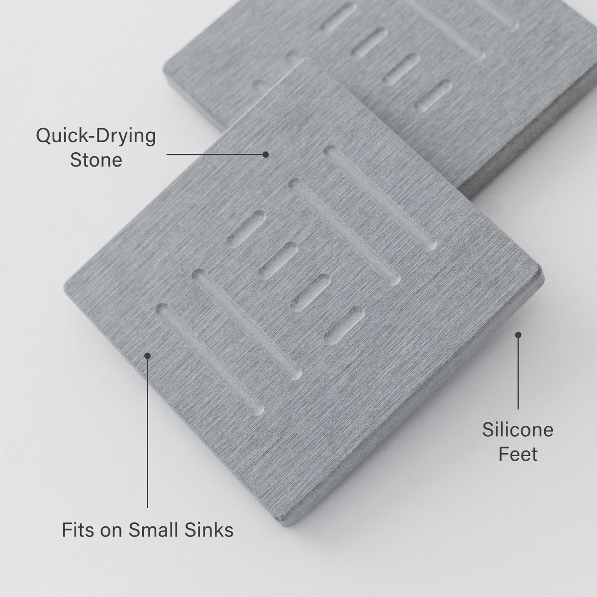 Ash Soap Caddy: Quick-Drying Stone, Fits on Small Sinks, Silicone Feet
