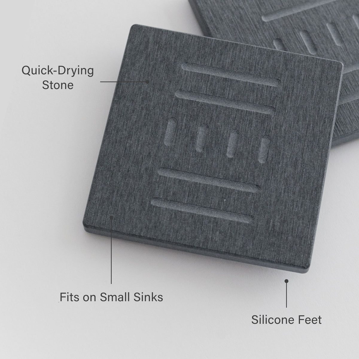 Slate Soap Caddy: Quick-Drying Stone, Fits on Small Sinks, Silicone Feet