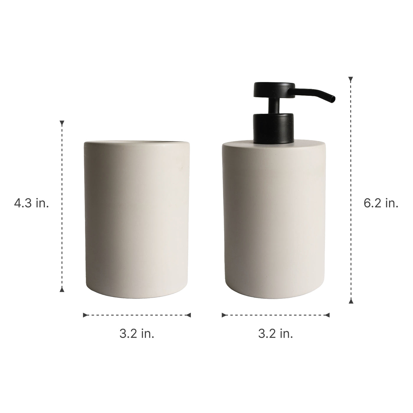 Concrete Soap Dispenser & Brush Holder Set