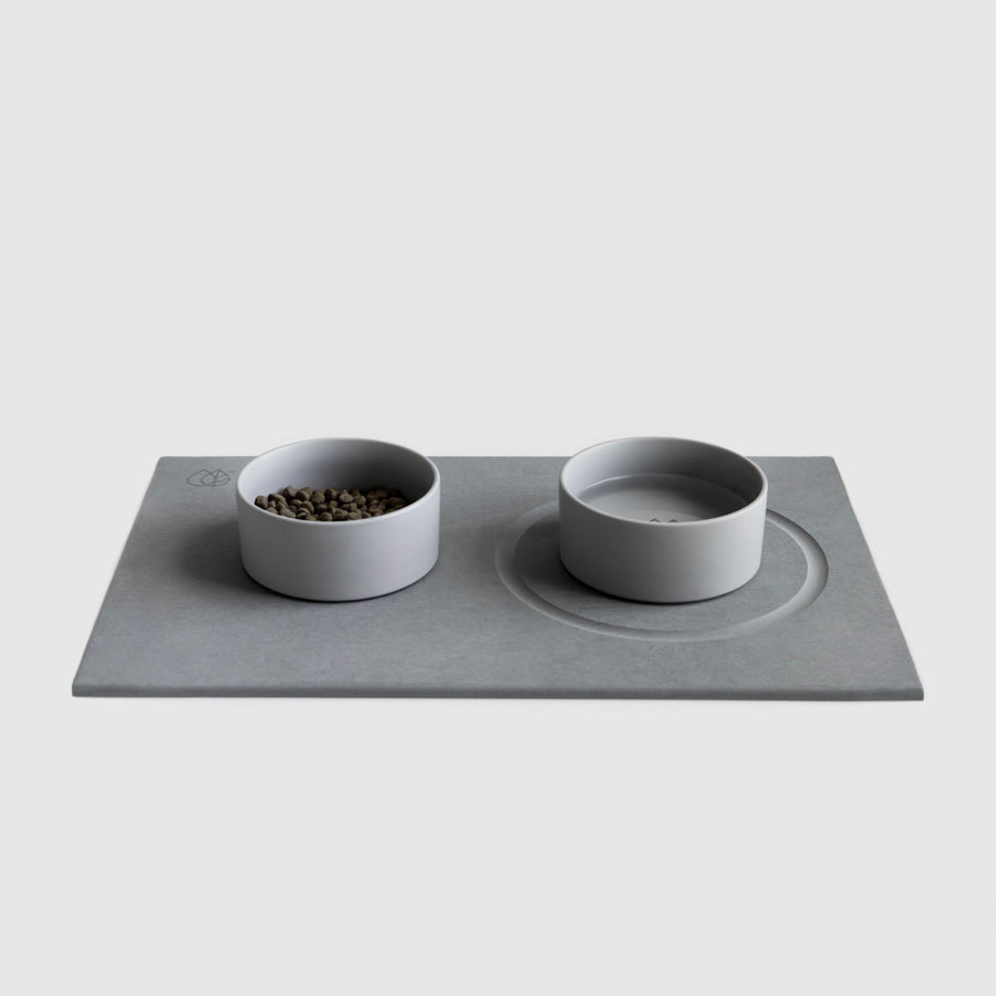 Dog Bowls and Stone Base on white background.