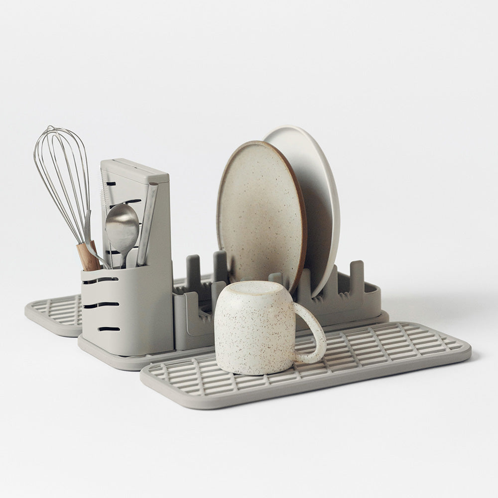 light grey dish pad and dish pad rack bundle