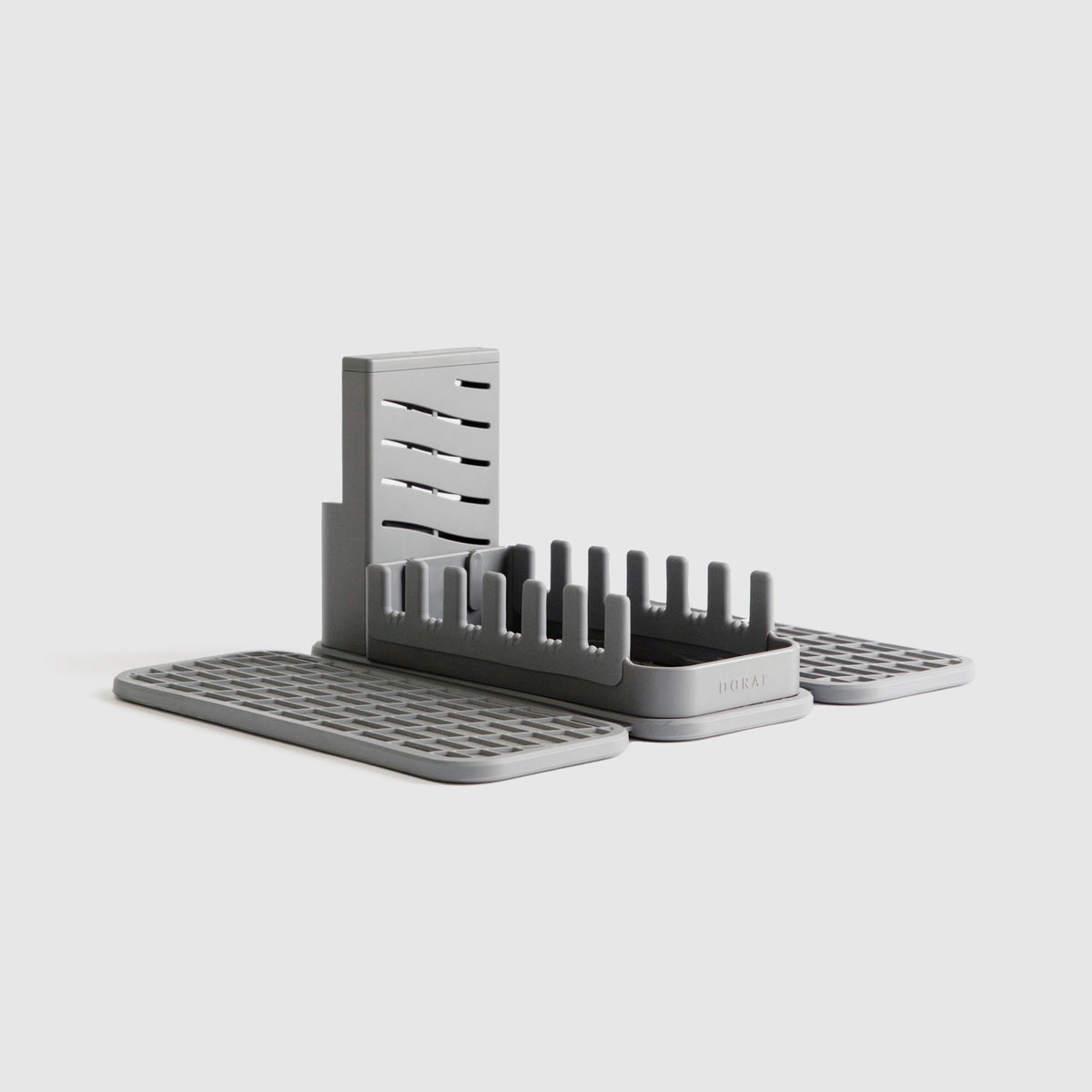 Slate Dish Pad with Slate Dish Pad Rack on white background.