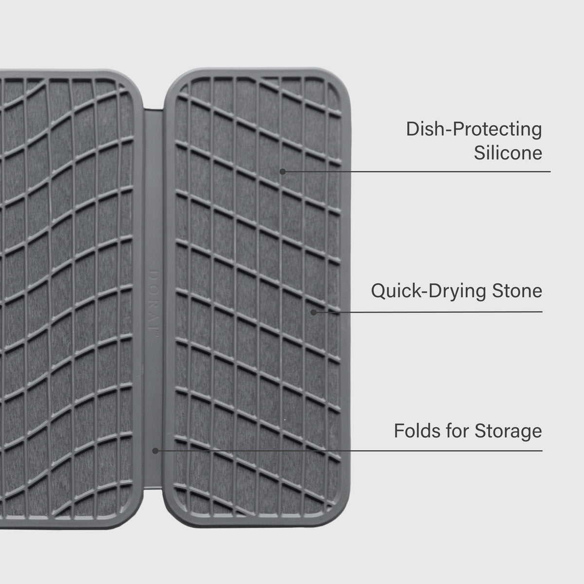 Slate Dish Pad: Dish-Protecting Silicone, Quick-Drying Stone, Folds for Storage