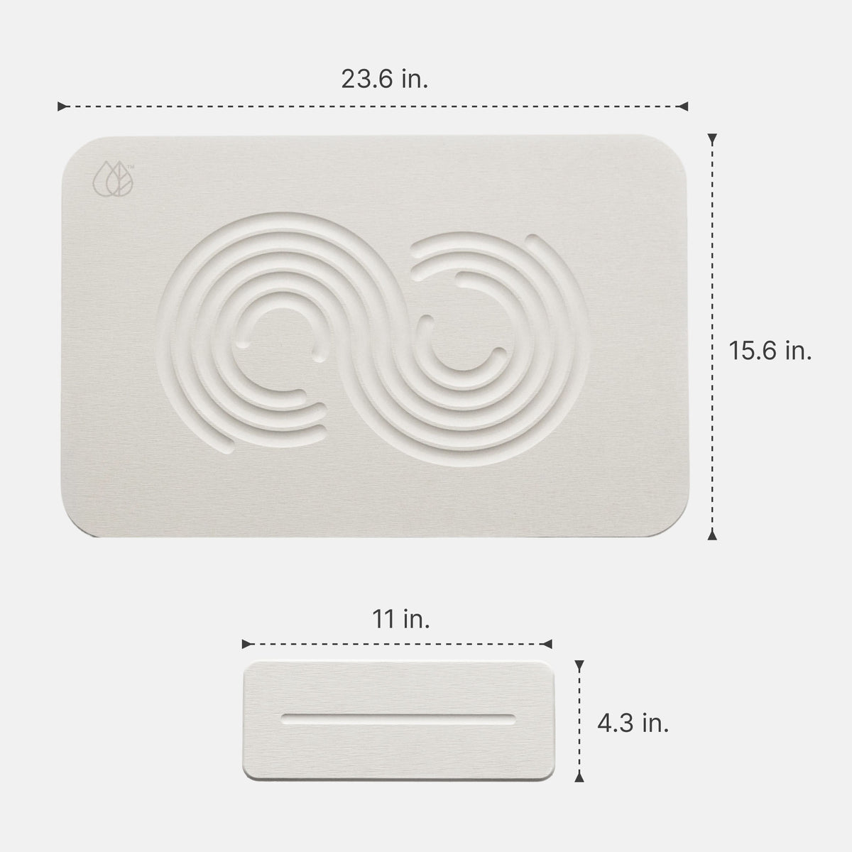 Sandstone Zen Bath Stone: 15.6" x 23.6"; Sandstone Stone Sink Caddy: 11" x 4.3"