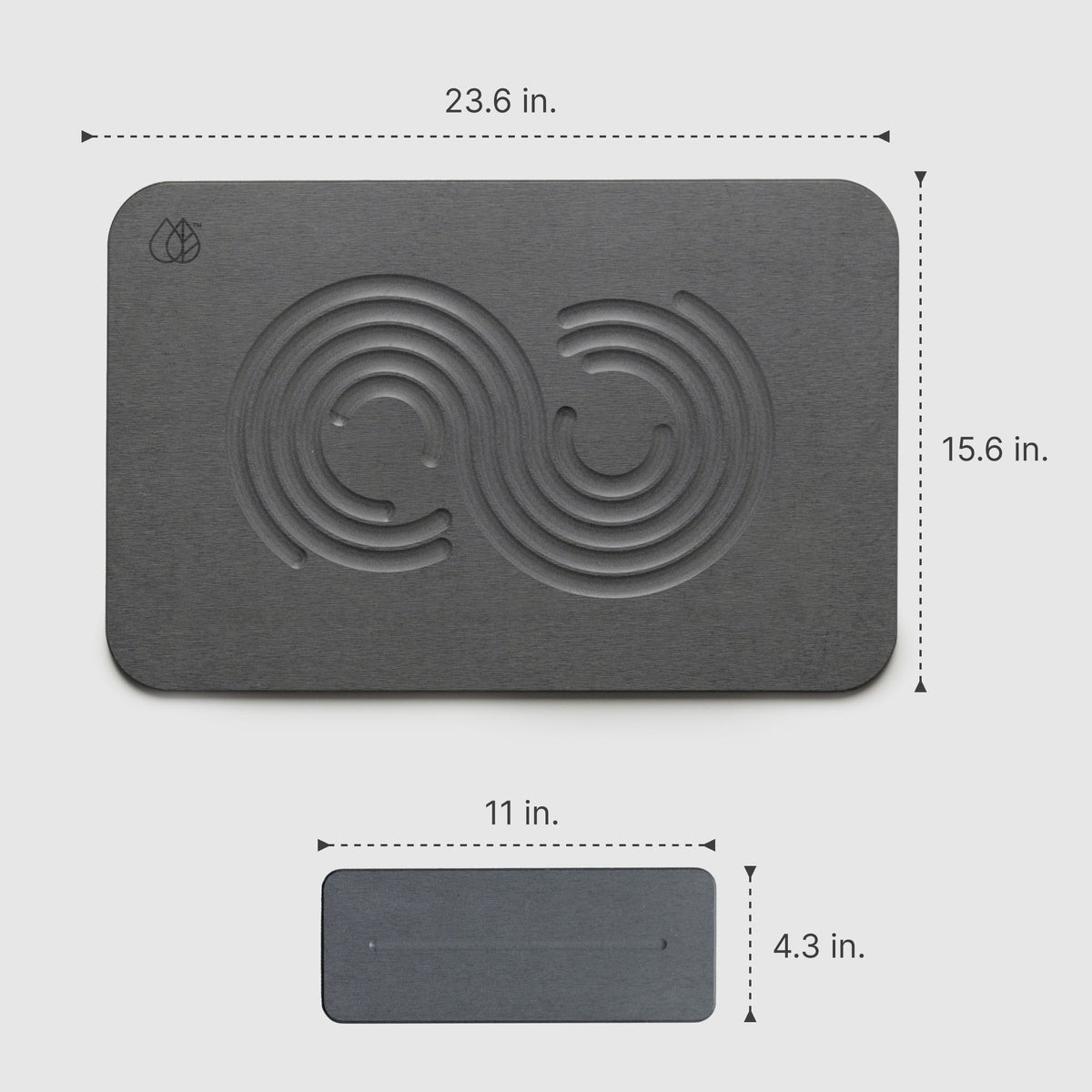 Slate Zen Bath Stone: 15.6" x 23.6"; Slate Stone Sink Caddy: 11" x 4.3"