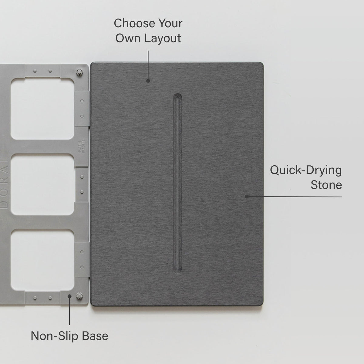 Slate Medium Bath Stone: Choose Your Own Layout, Quick-drying Stone, Non-Slip Base. 