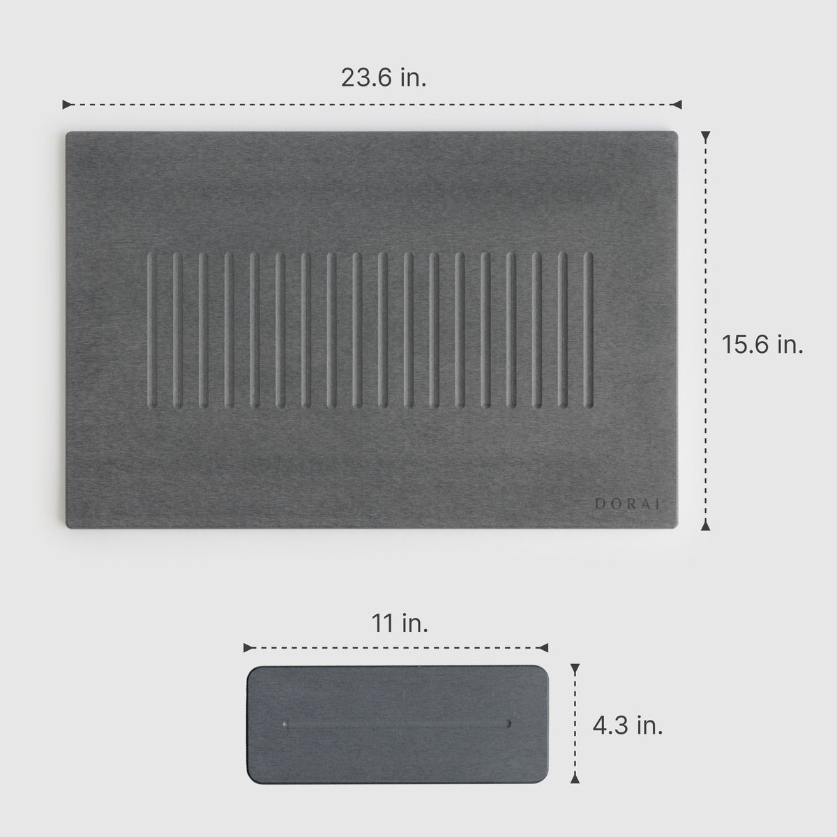 Slate Aspen Bath Stone: 15.6" x 23.6"; Slate Stone Sink Caddy: 11" x 4.3"
