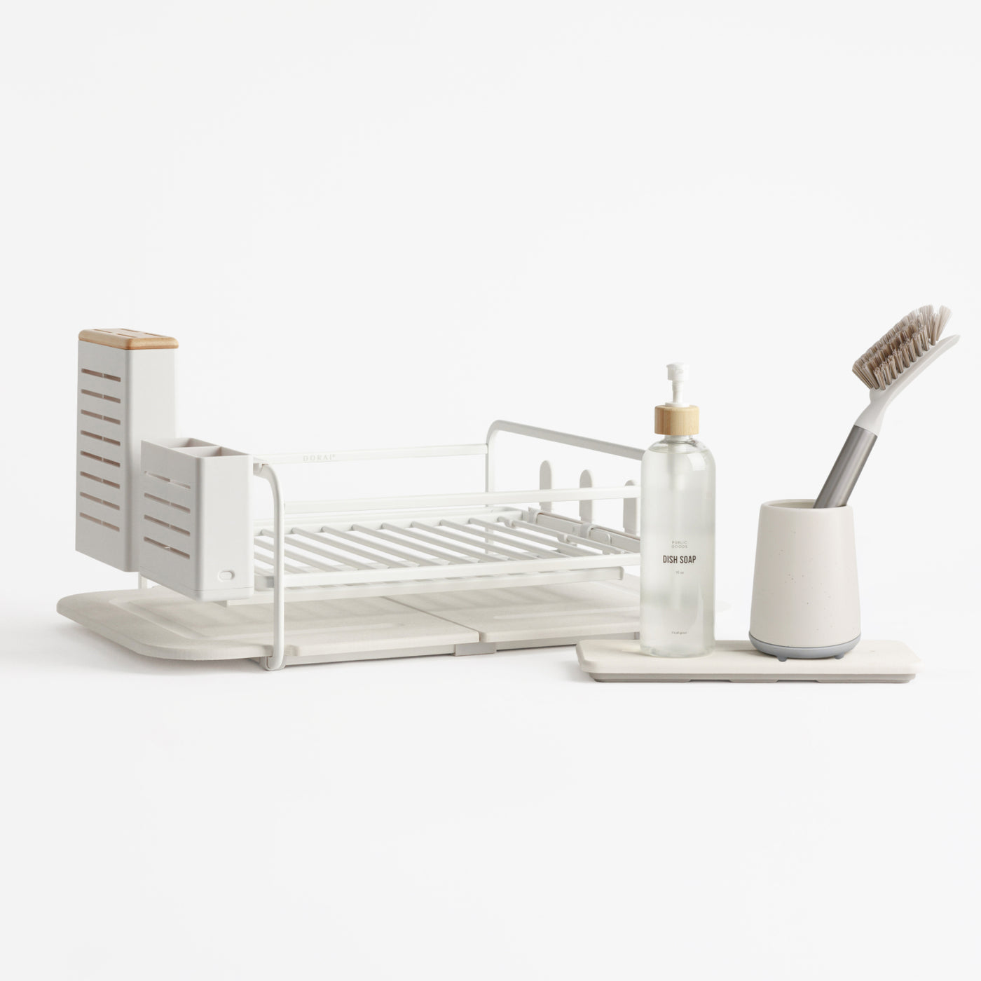 dish rack brush holder with accessories