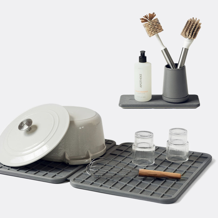 dorai kitchen set with large dish pad in slate