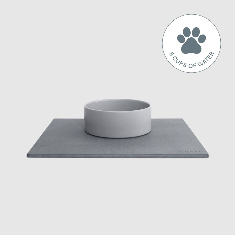 Large Dog Bowl and Stone Base on white background. Holds 8 cups of water. 