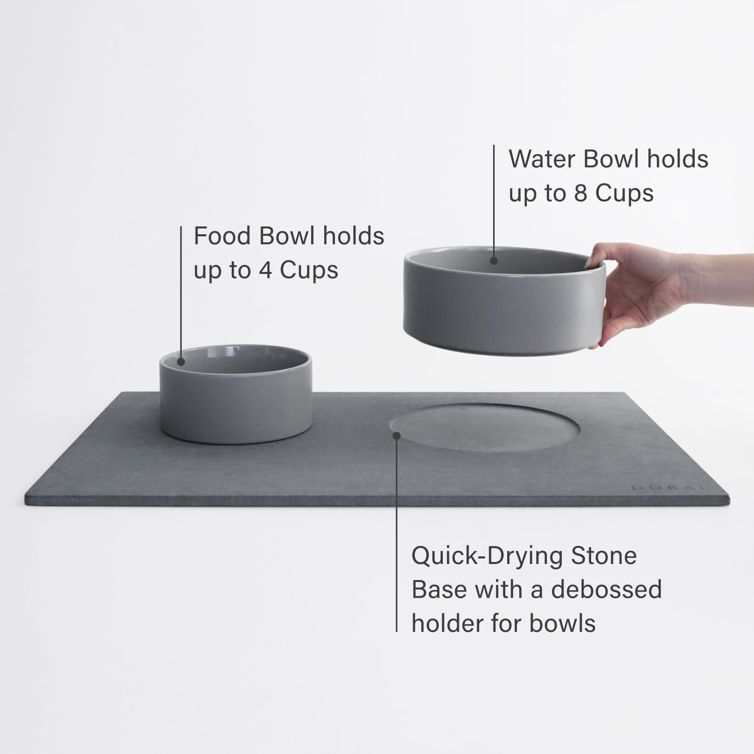 Dog Food and Water Bowls + Stone Base | Dorai Home