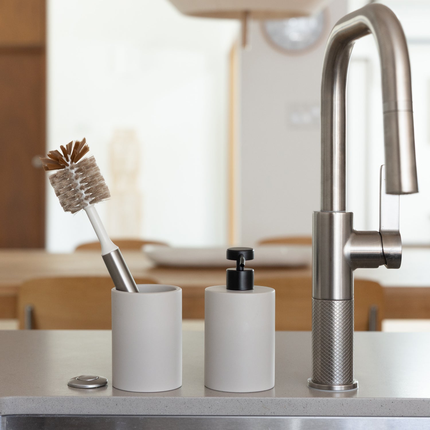 Concrete Soap Dispenser & Brush Holder Set